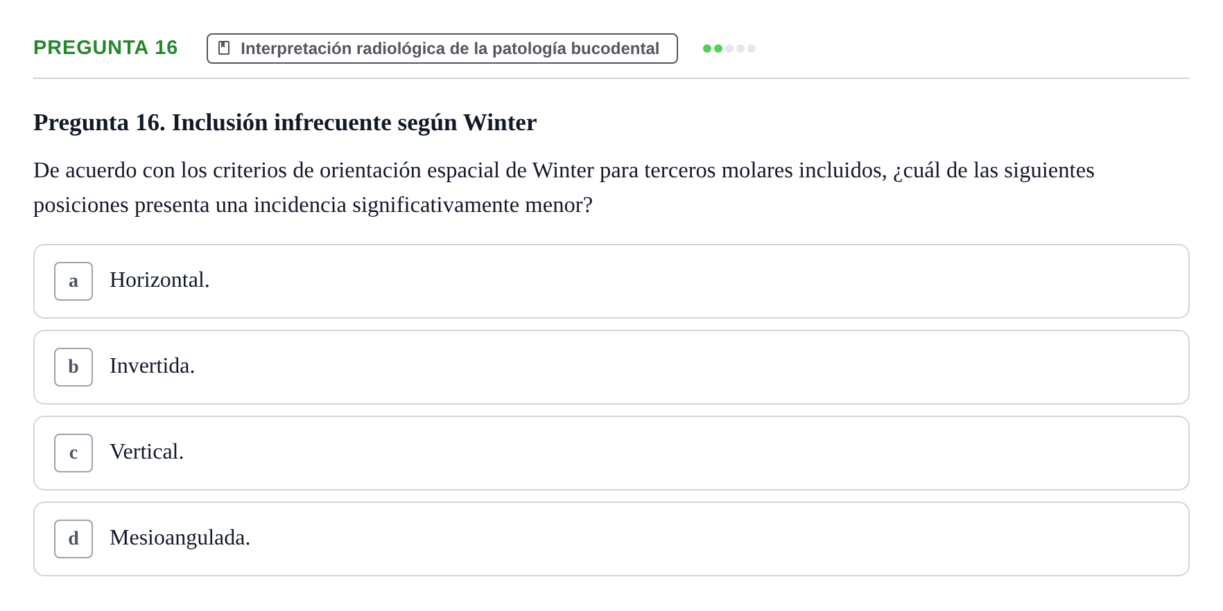 Enunciado: Pregunta 16