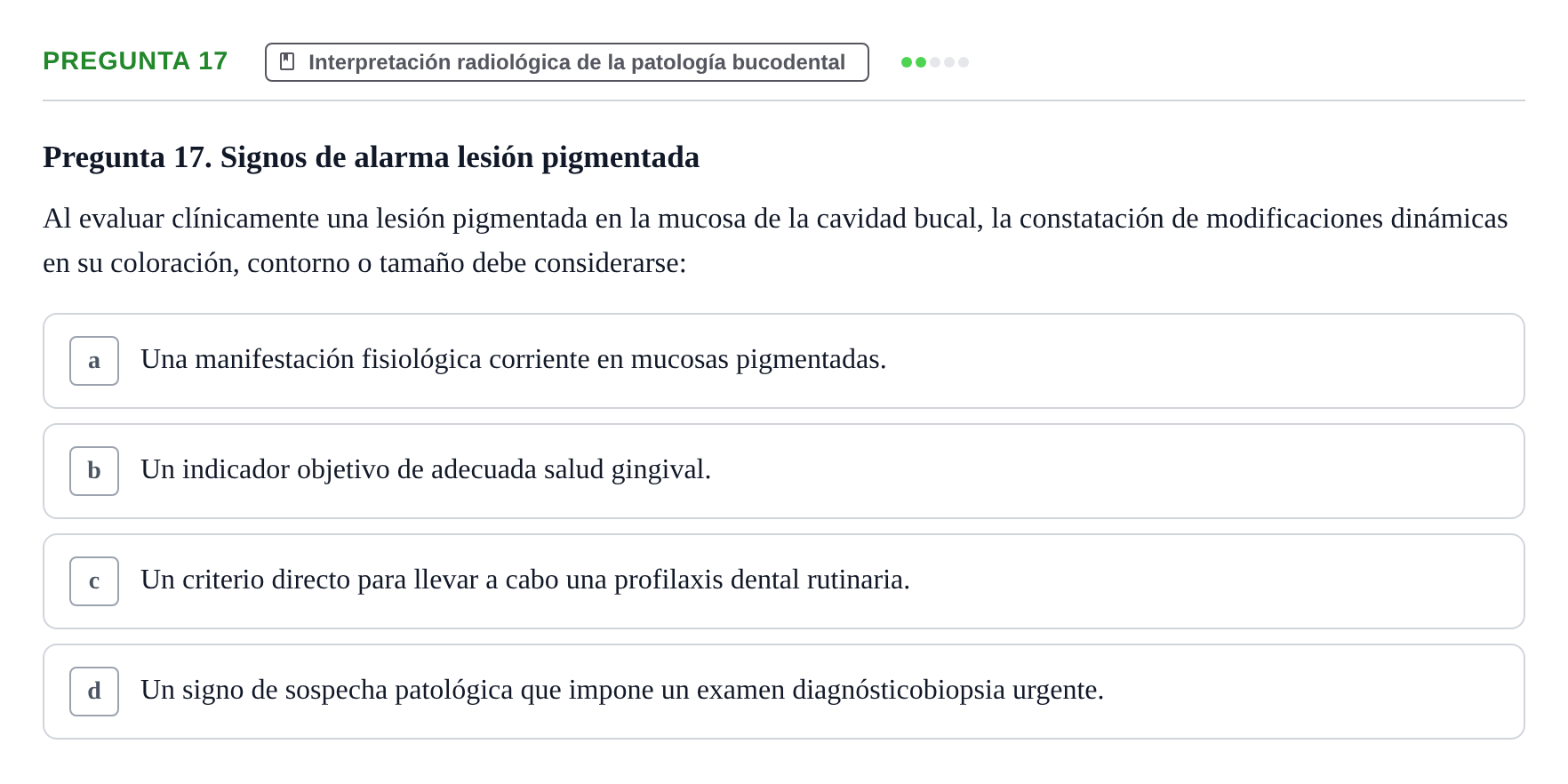 Enunciado: Pregunta 17