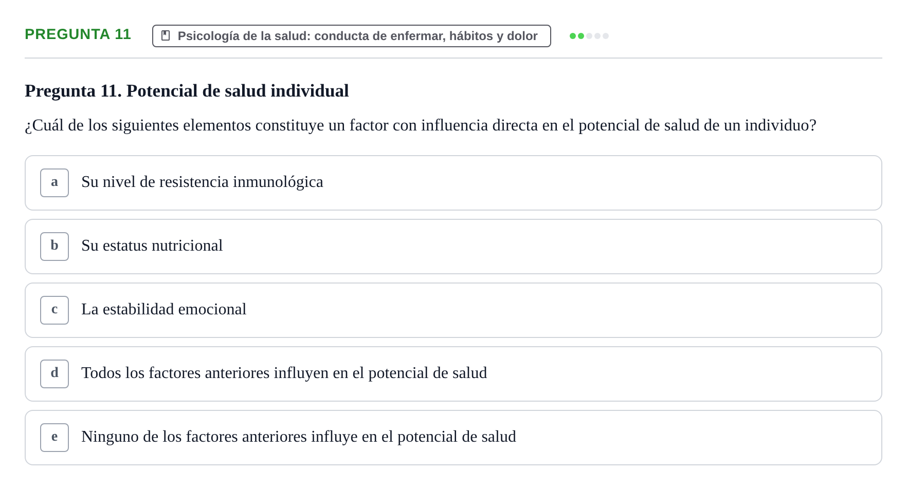Enunciado: Pregunta 11 · Psicología y Comunicación UB 2012