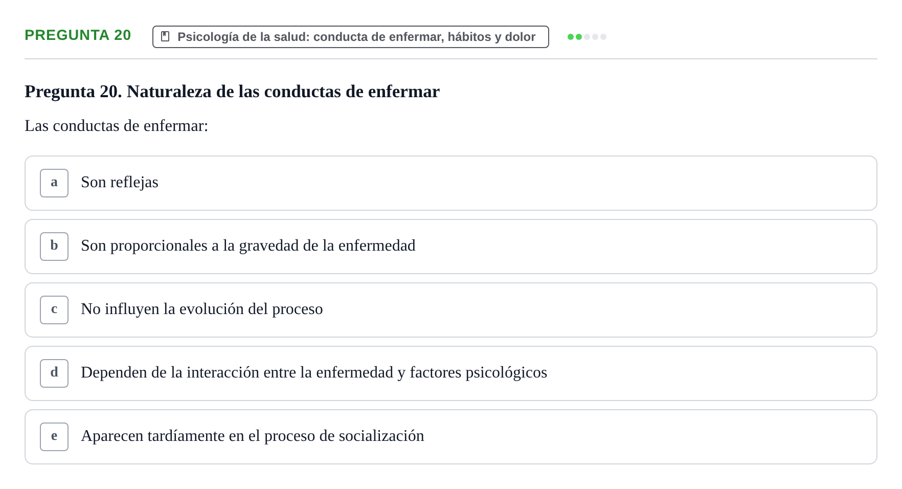 Enunciado: Pregunta 20 · Psicología y Comunicación UB 2012