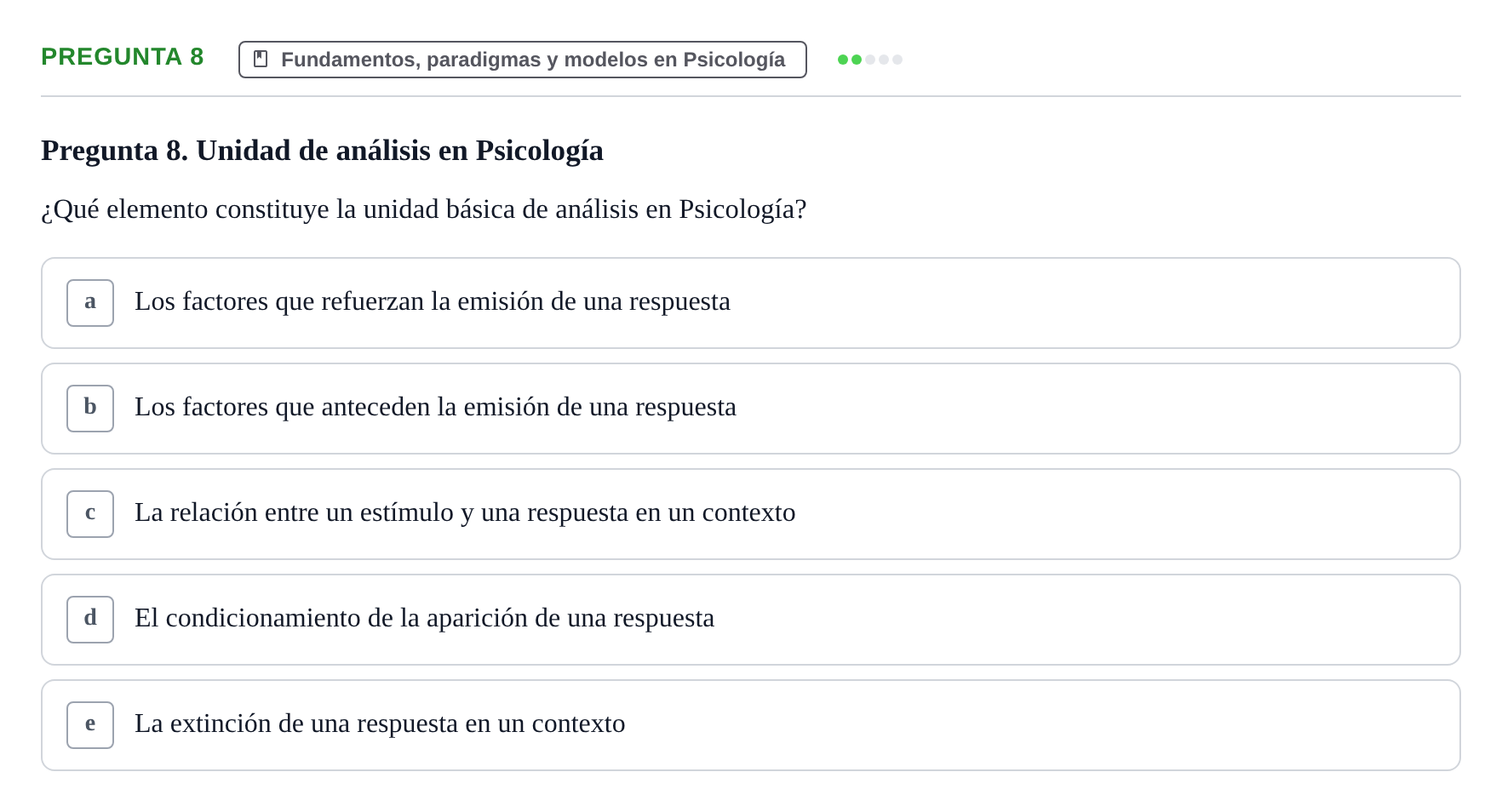 Enunciado: Pregunta 8 · Psicología y Comunicación UB 2012
