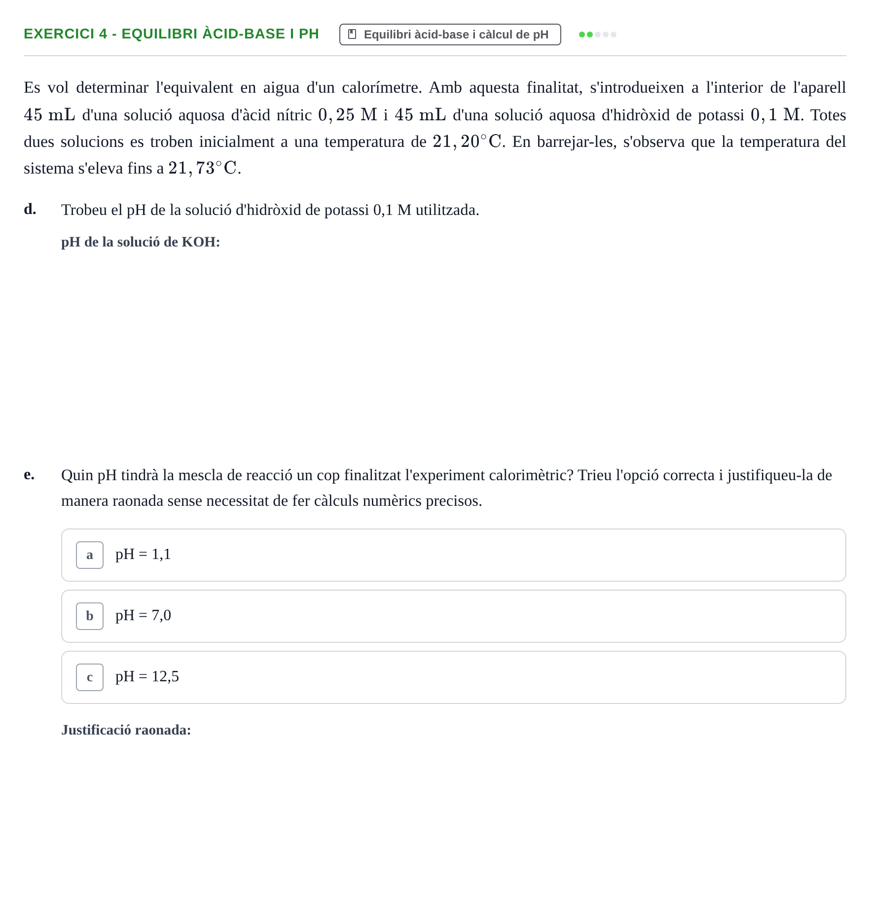 Enunciado: Ejercicio 4 - Equilibri àcid-base i pH · Química Aplicada II UB 2021