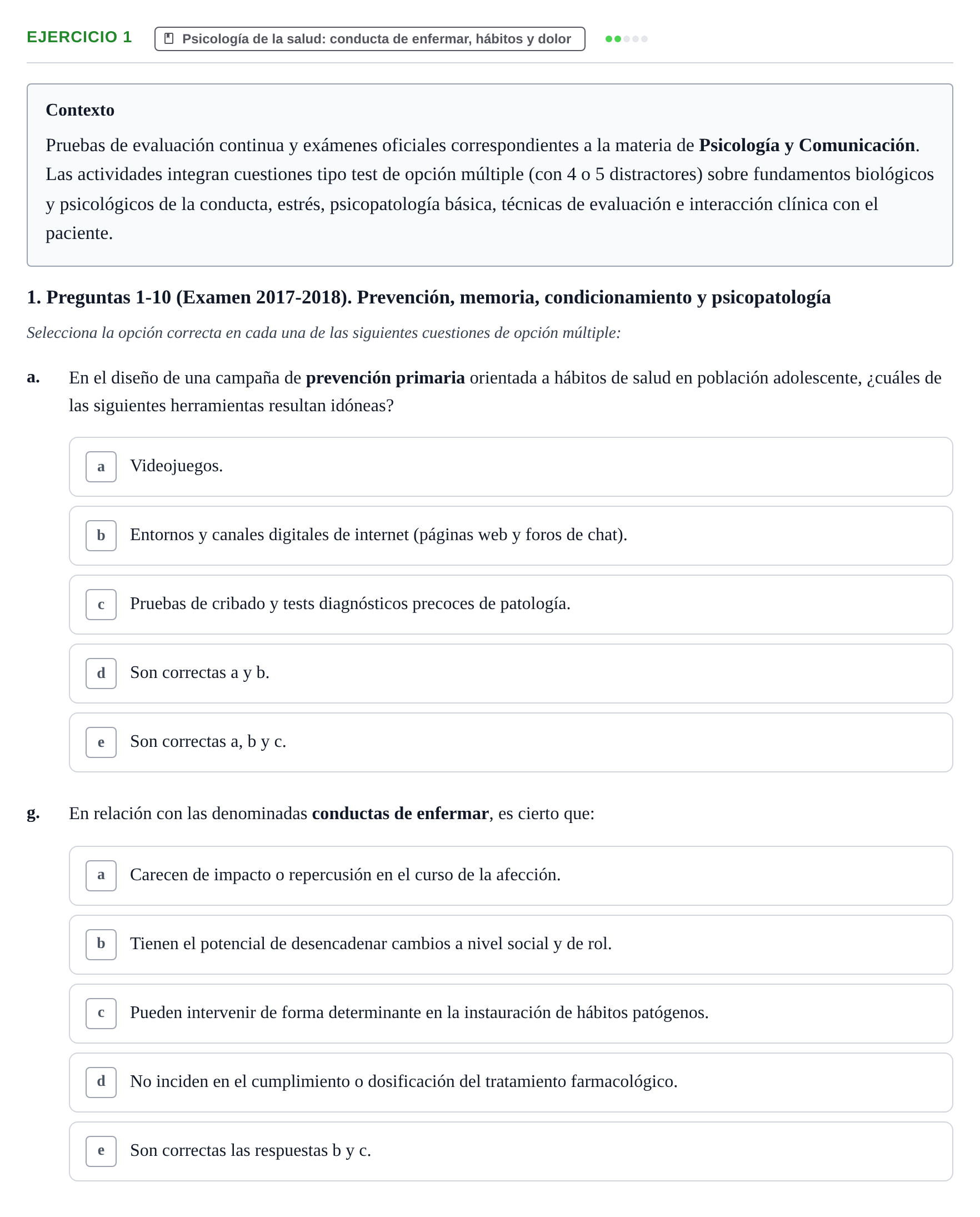Enunciado: Ejercicio 1 - Psicología de la salud: conducta de enfermar,… · Psicología y Comunicación UB 2017