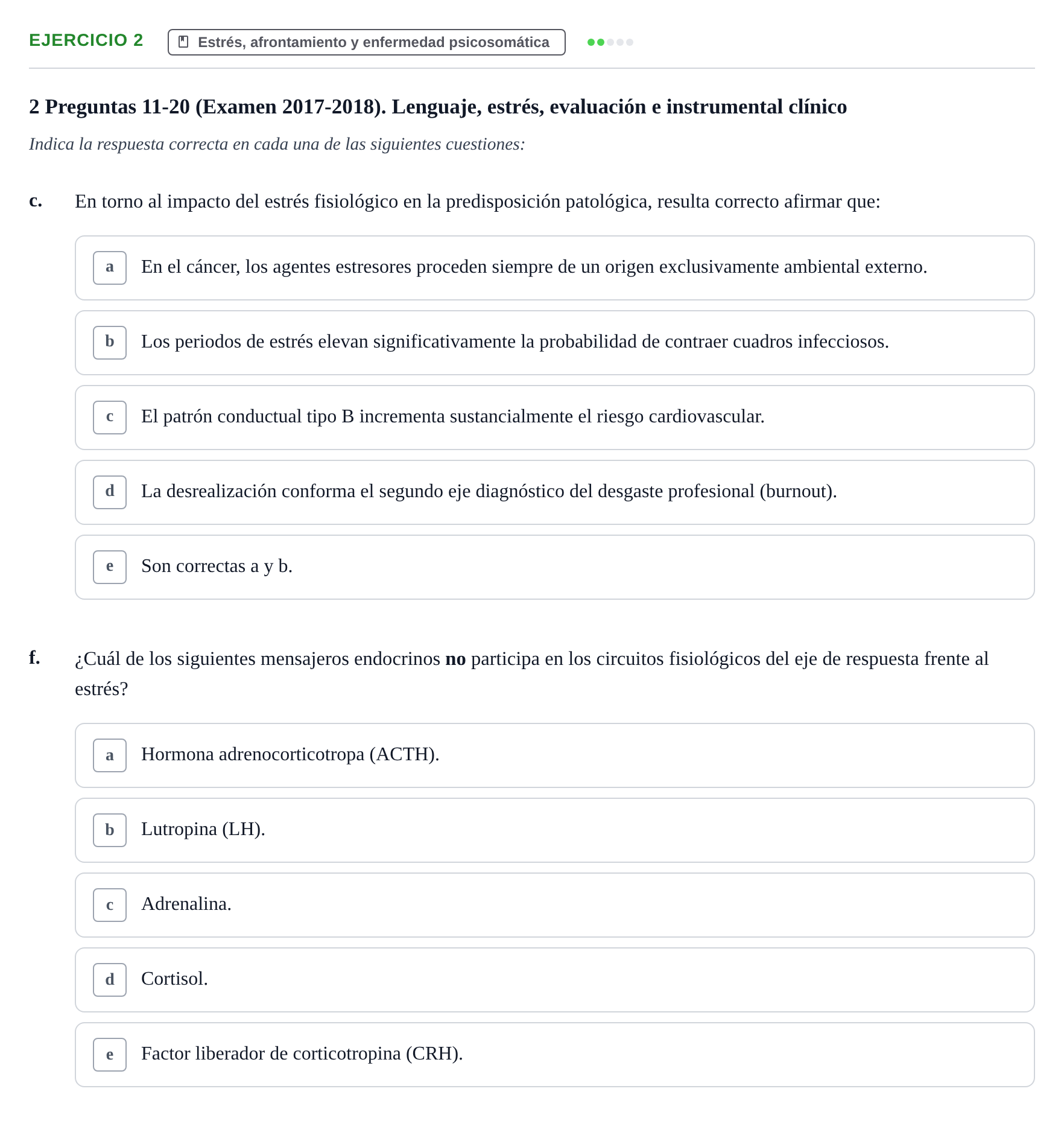 Enunciado: Ejercicio 2 - Estrés, afrontamiento y enfermedad psicosomát… · Psicología y Comunicación UB 2017