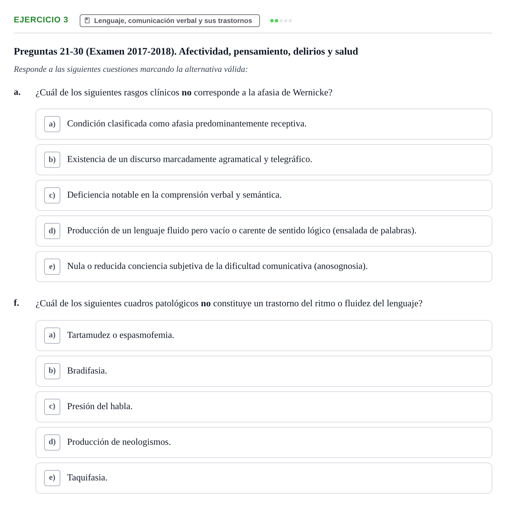 Enunciado: Ejercicio 3 - Lenguaje, comunicación verbal y sus trastornos · Psicología y Comunicación UB 2017
