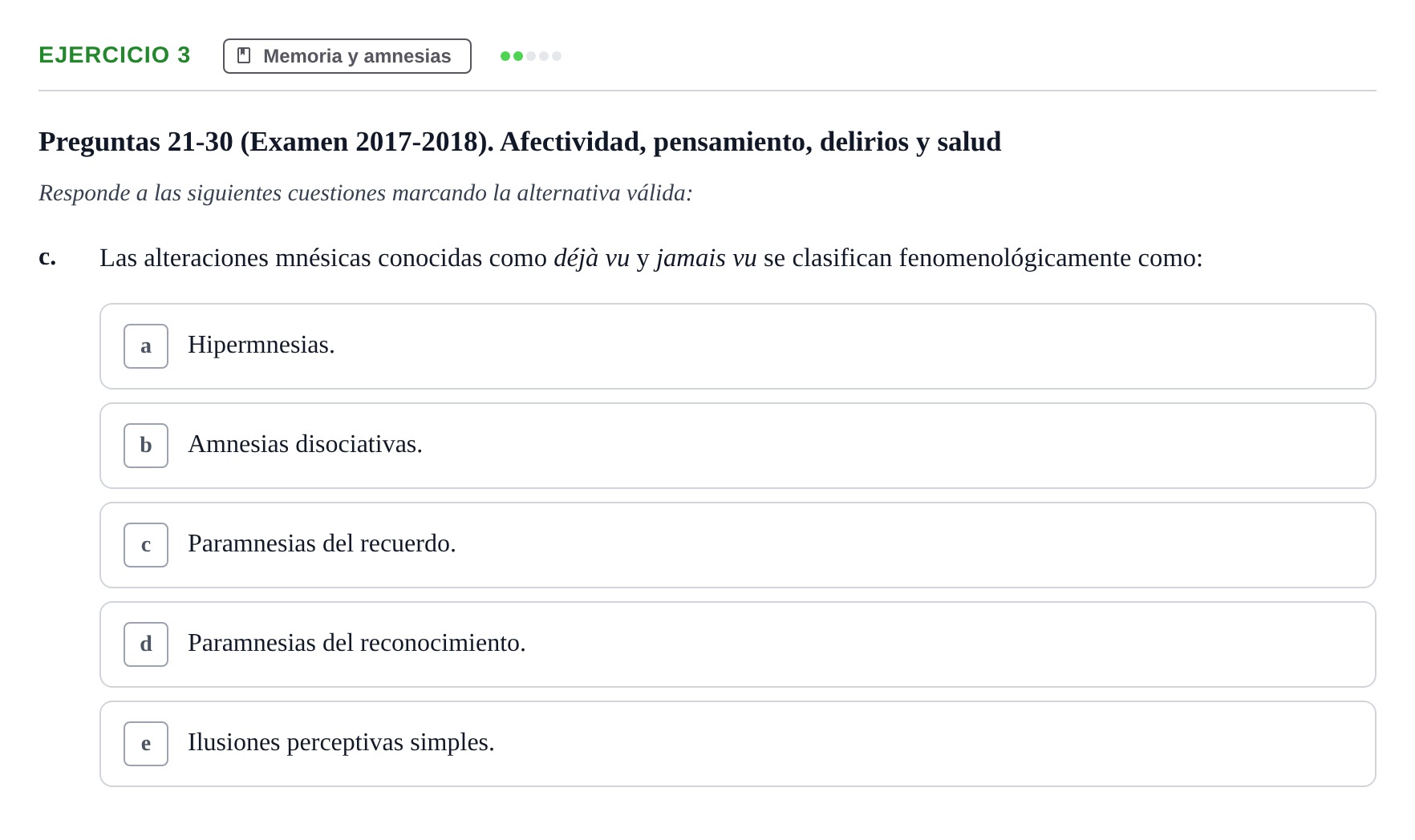 Enunciado: Ejercicio 3 - Memoria y amnesias · Psicología y Comunicación UB 2017