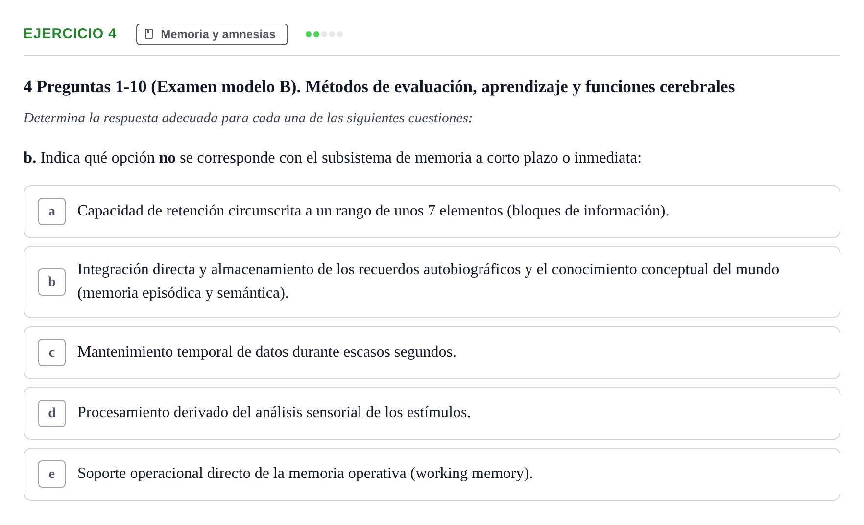 Enunciado: Ejercicio 4 - Memoria y amnesias · Psicología y Comunicación UB 2017