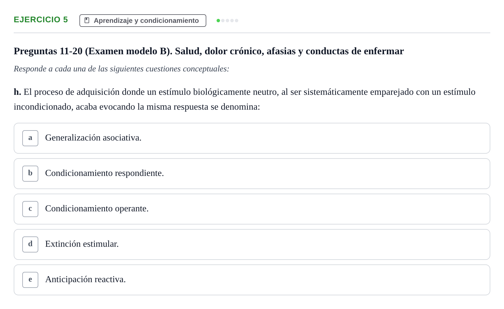 Enunciado: Ejercicio 5 - Aprendizaje y condicionamiento · Psicología y Comunicación UB 2017