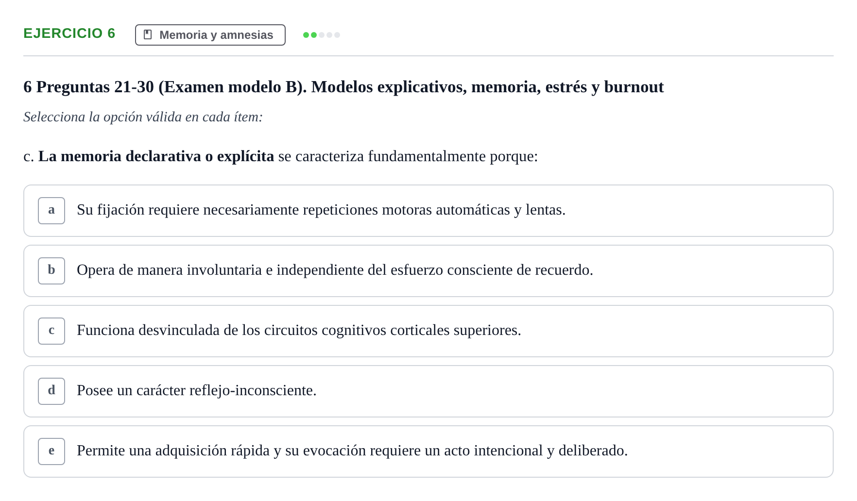 Enunciado: Ejercicio 6 - Memoria y amnesias · Psicología y Comunicación UB 2017