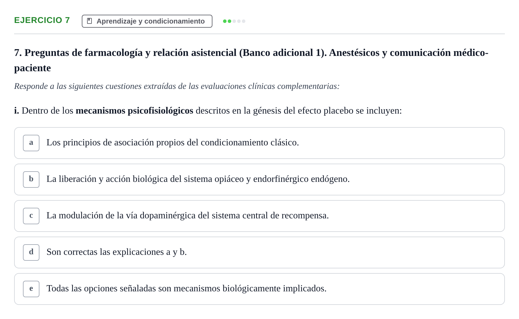 Enunciado: Ejercicio 7 - Aprendizaje y condicionamiento · Psicología y Comunicación UB 2017