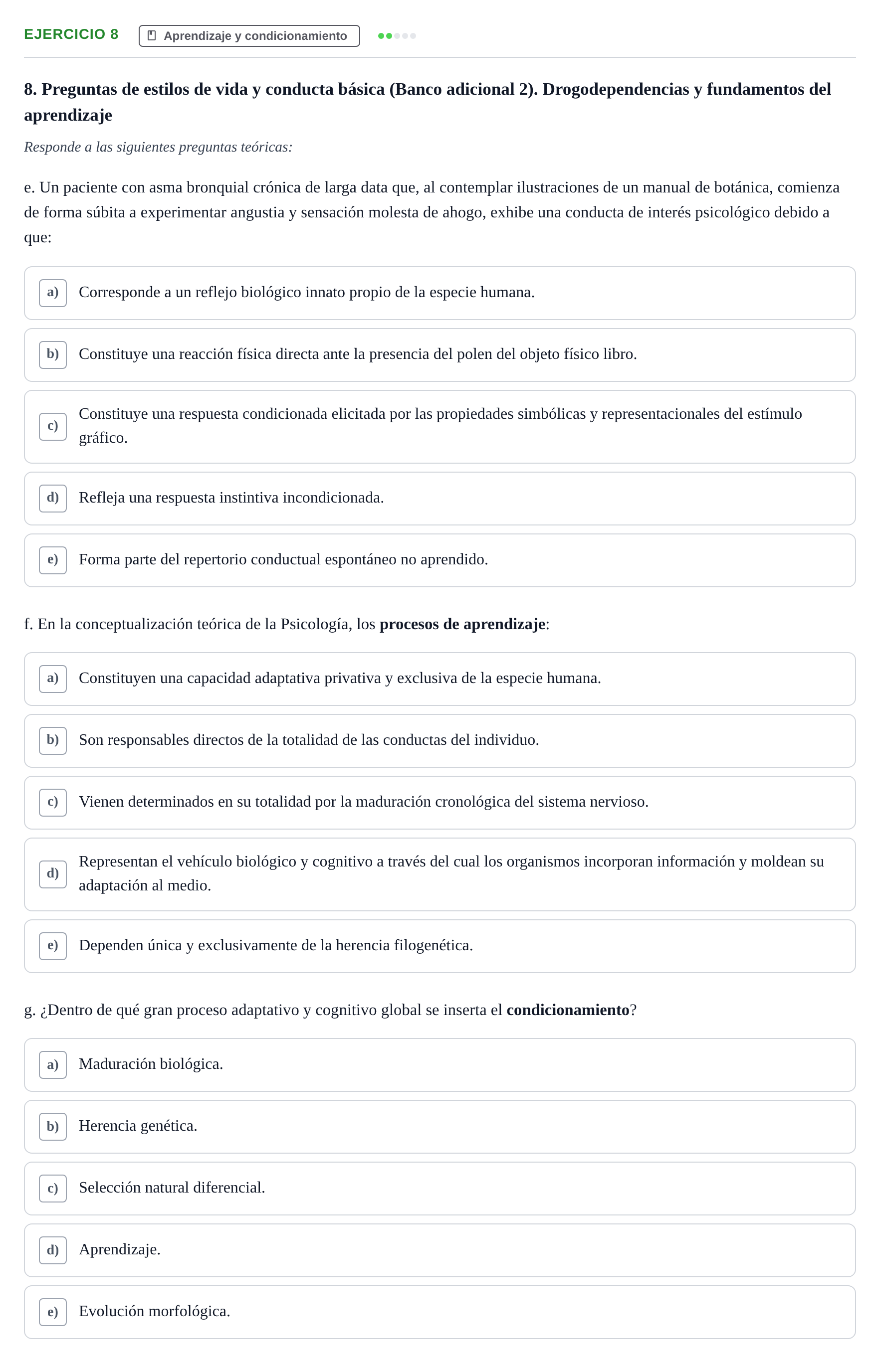 Enunciado: Ejercicio 8 - Aprendizaje y condicionamiento · Psicología y Comunicación UB 2017