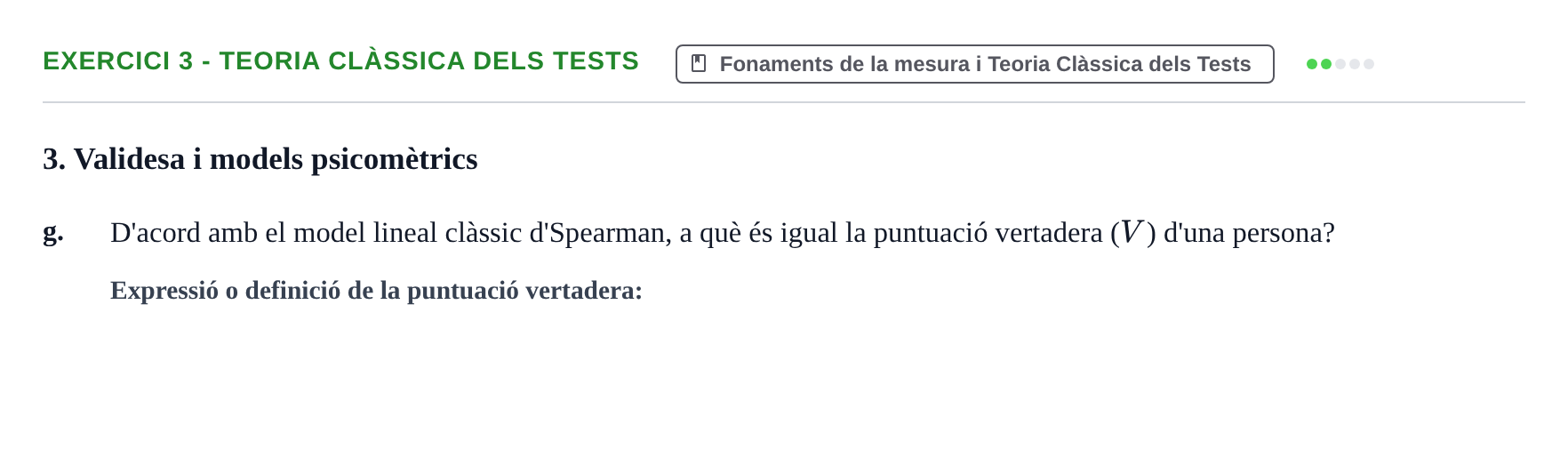 Enunciado: Ejercicio 3 - Teoria Clàssica dels Tests · Psicometría UB Exemples