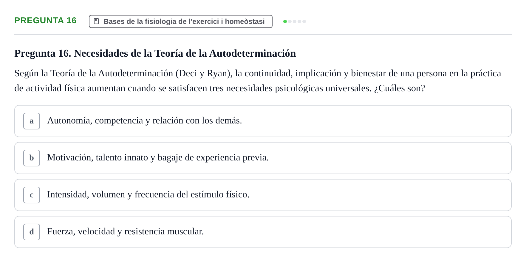 Enunciado: Pregunta 16