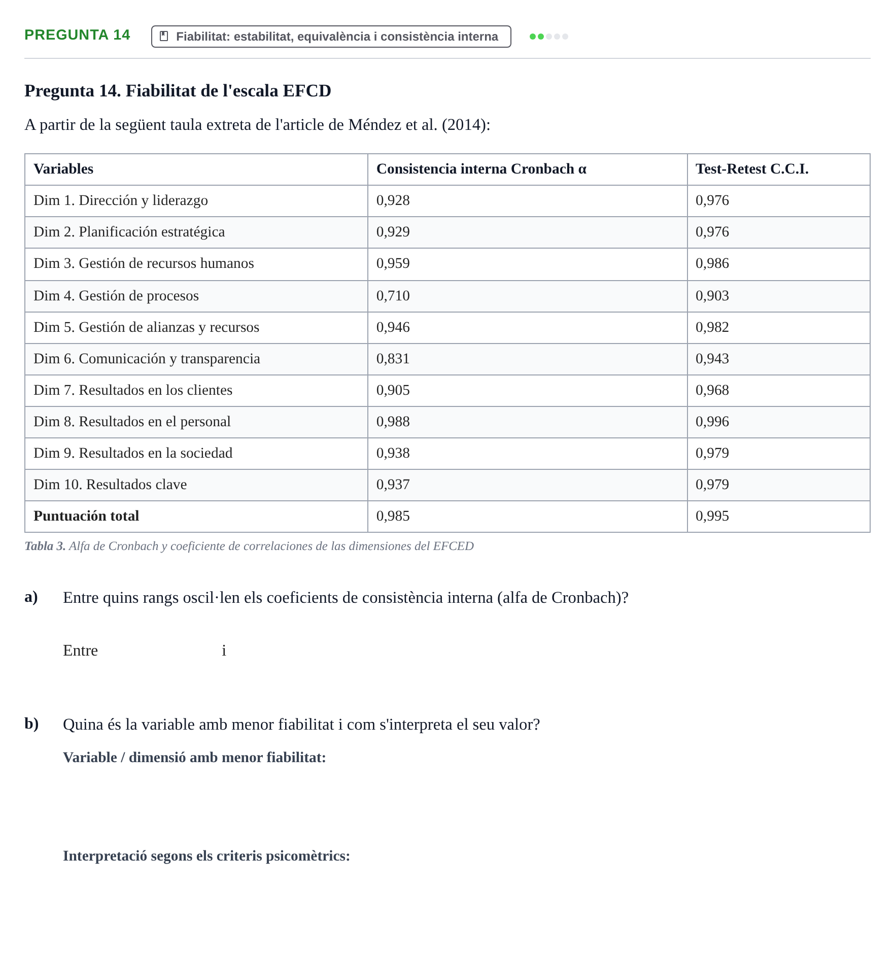 Enunciado: Pregunta 14 · Psicometría UB Recull de preguntes d'examen resoltes de Psicometria