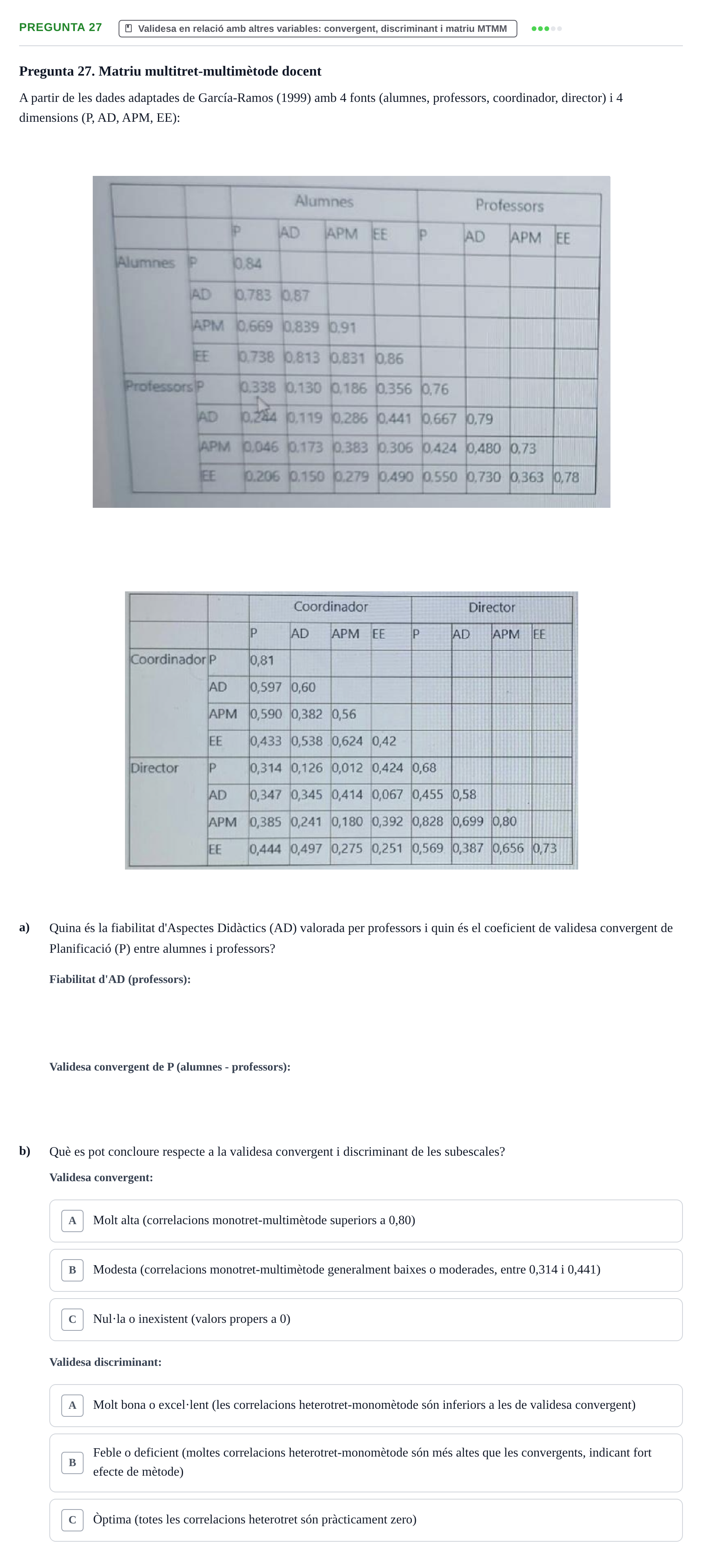 Enunciado: Pregunta 27 · Psicometría UB Recull de preguntes d'examen resoltes de Psicometria