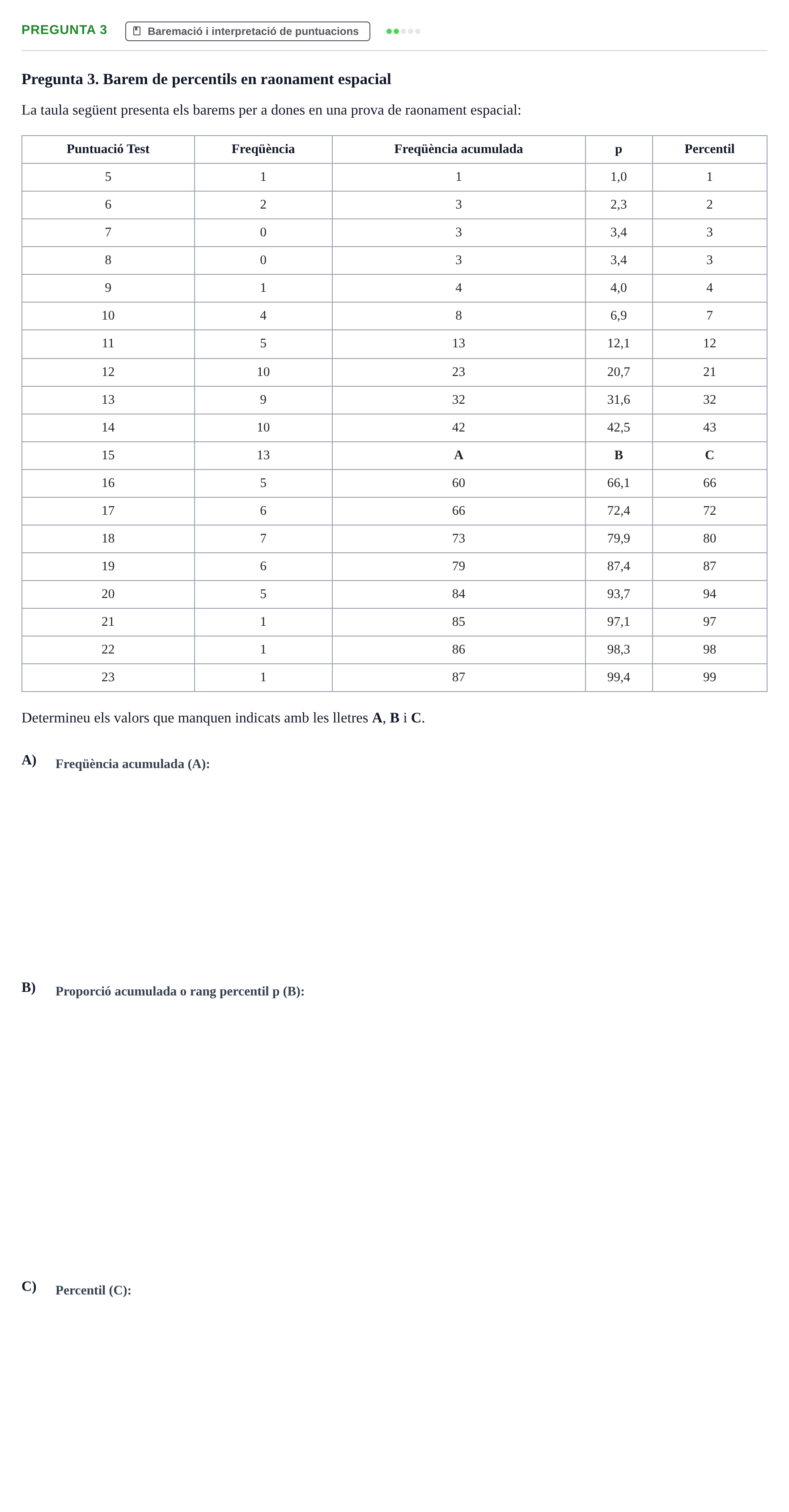 Enunciado: Pregunta 3 · Psicometría UB Recull de preguntes d'examen resoltes de Psicometria