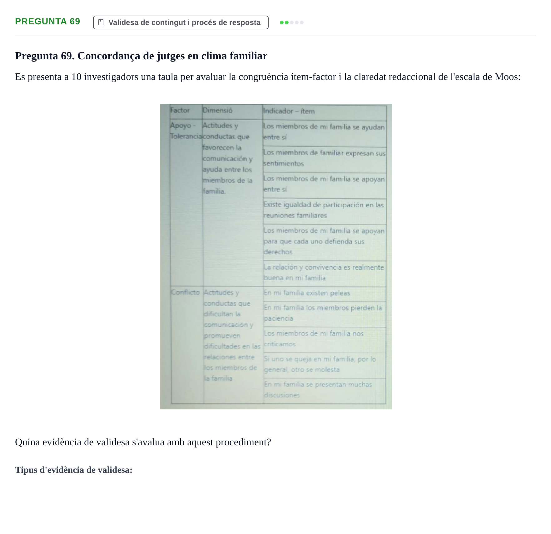Enunciado: Pregunta 69 · Psicometría UB Recull de preguntes d'examen resoltes de Psicometria