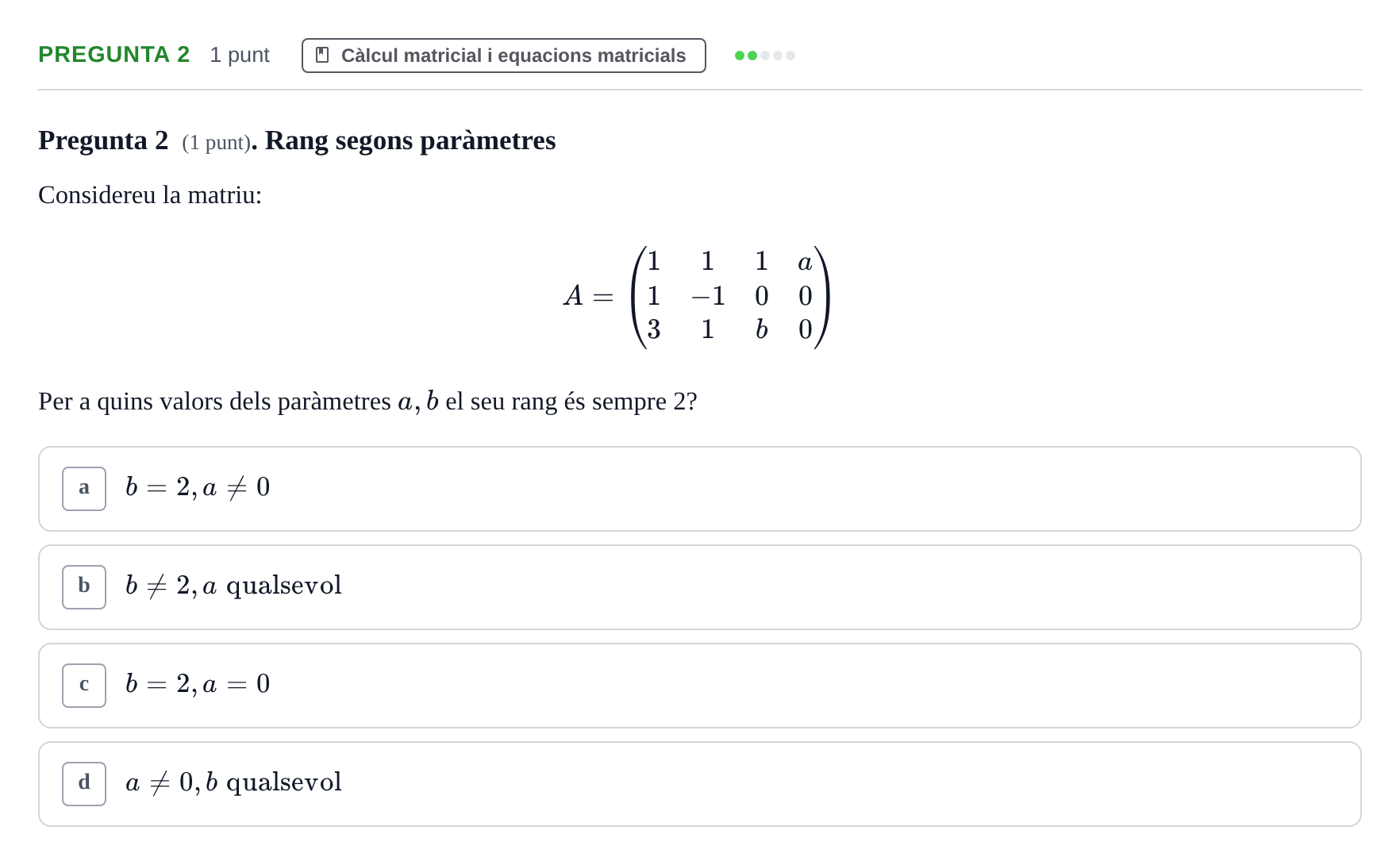 Enunciado: Pregunta 2 · Álgebra UDG 2022