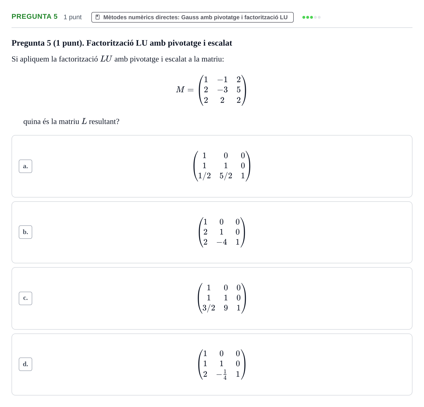 Enunciado: Pregunta 5 · Álgebra UDG 2022