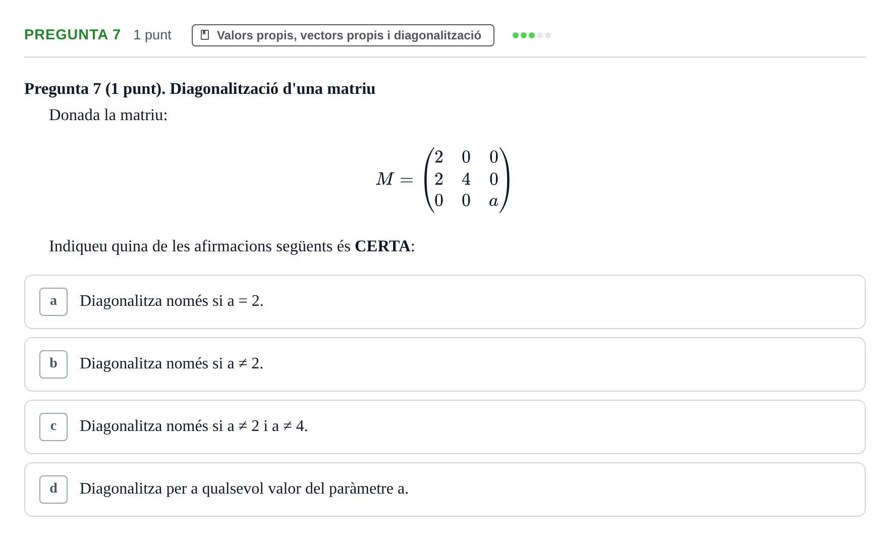 Enunciado: Pregunta 7 · Álgebra UDG 2022