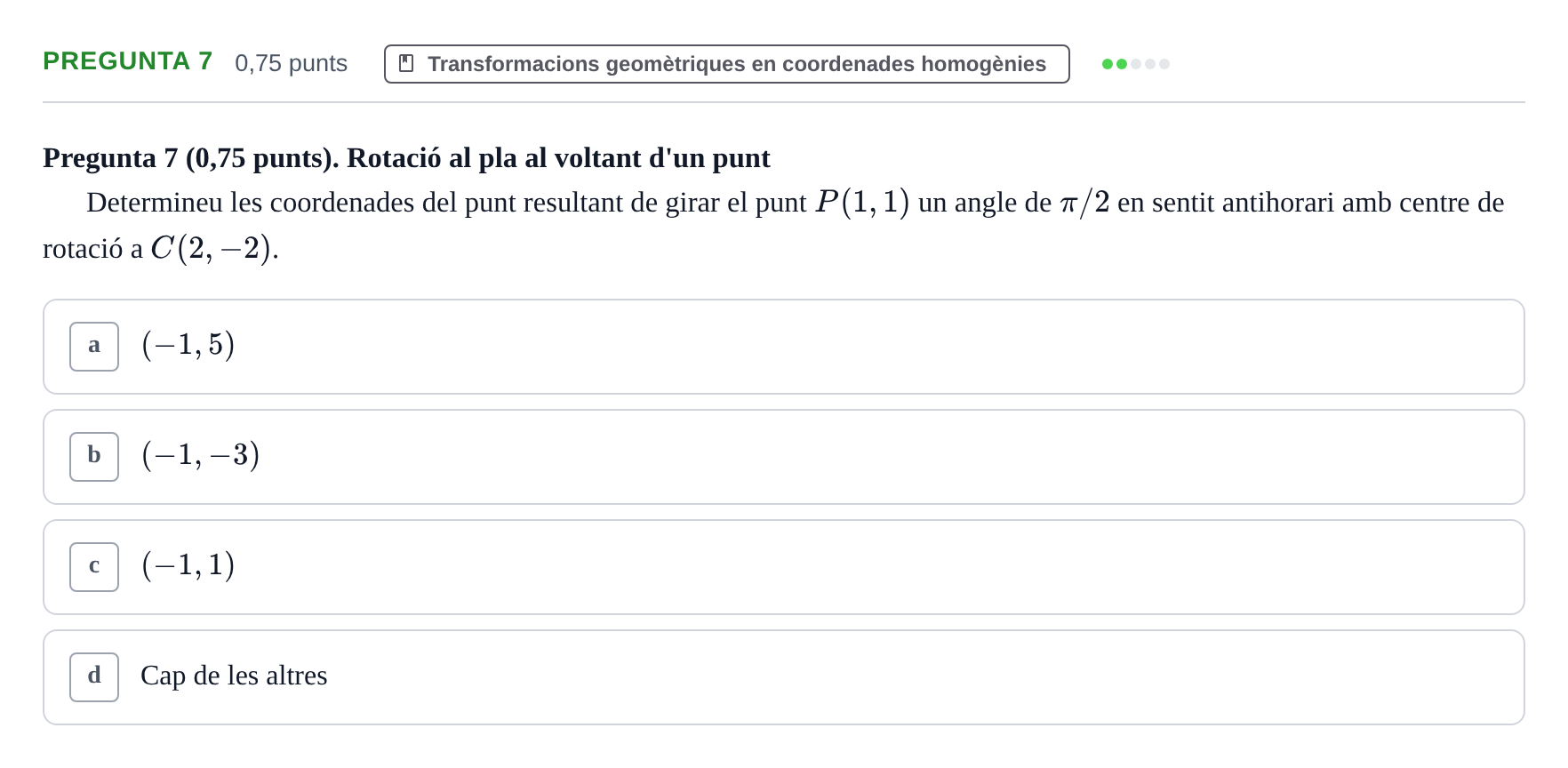 Enunciado: Pregunta 7 · Álgebra UDG 2022