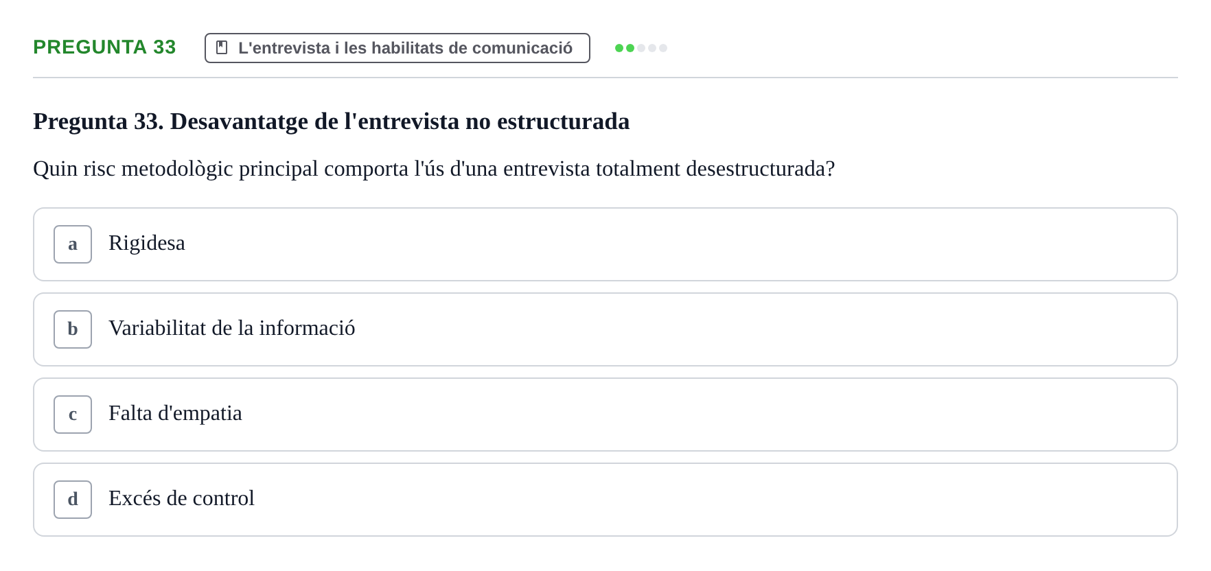 Enunciado: Pregunta 33 · Avaluació Psicològica UB Examen Parcial: Avaluació Psicològica (1r Parcial)