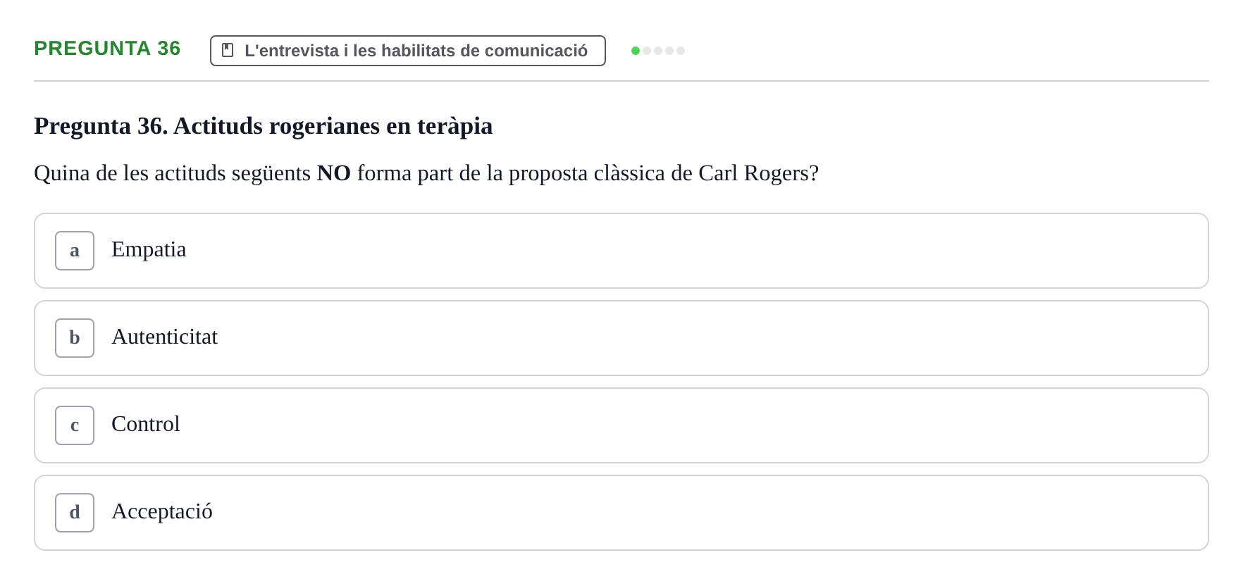 Enunciado: Pregunta 36 · Avaluació Psicològica UB Examen Parcial: Avaluació Psicològica (1r Parcial)