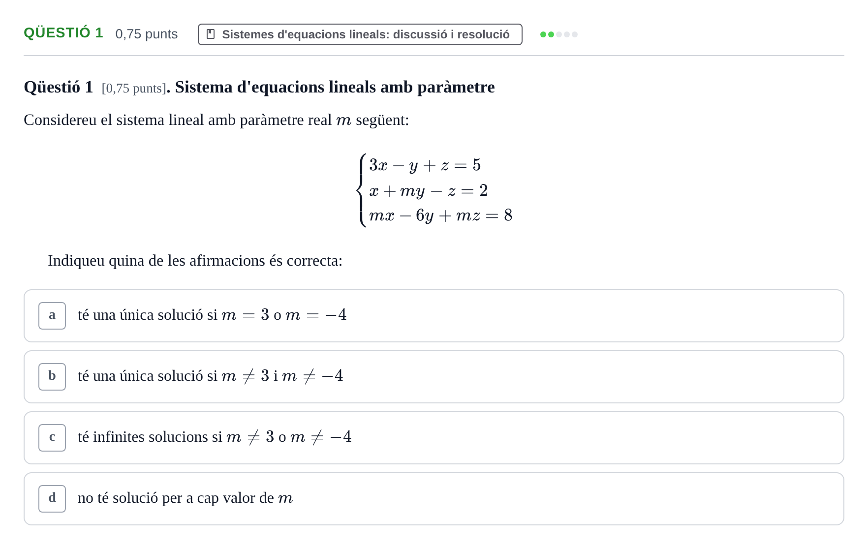 Enunciado: Ejercicio Qüestió 1 · Álgebra UDG 2023