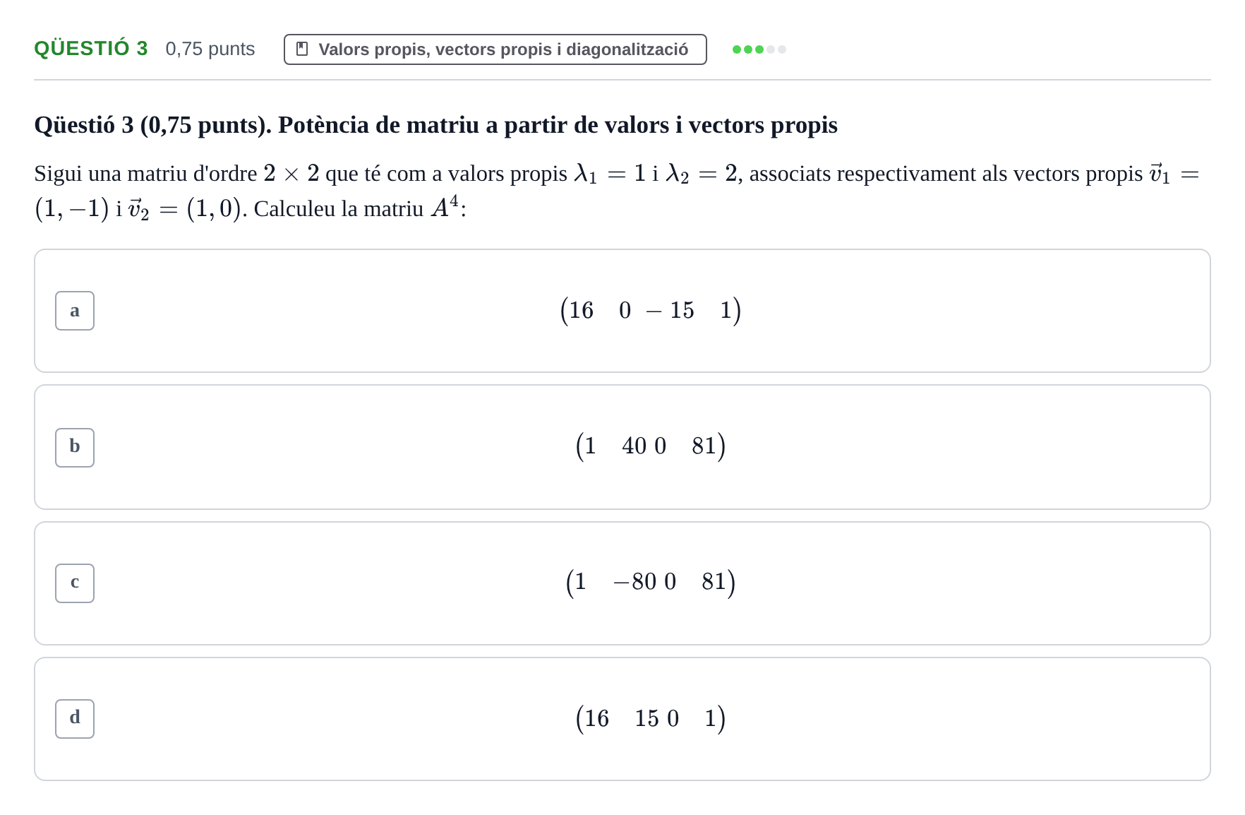 Enunciado: Ejercicio Qüestió 3 · Álgebra UDG 2023
