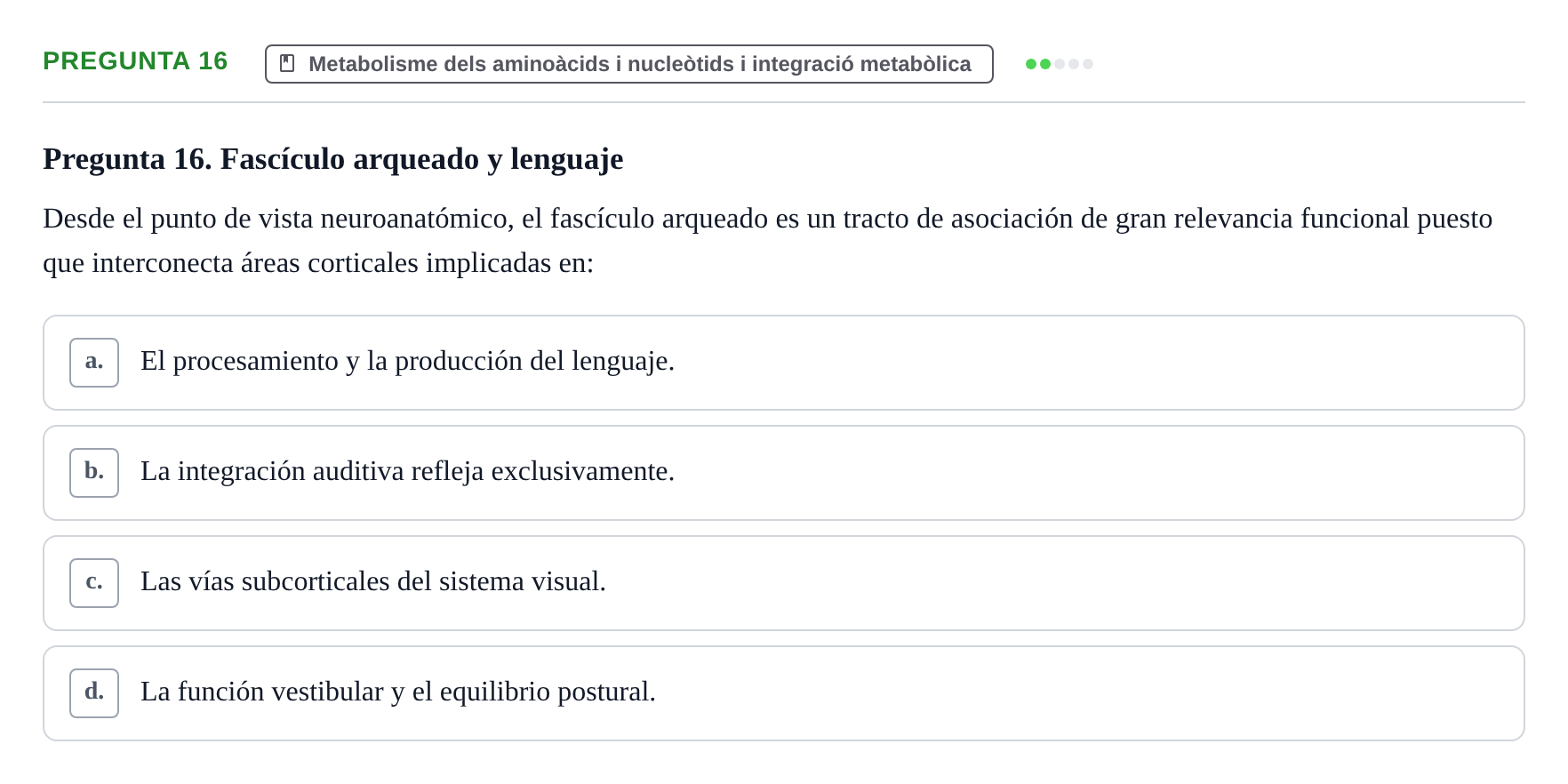 Enunciado: Pregunta 16