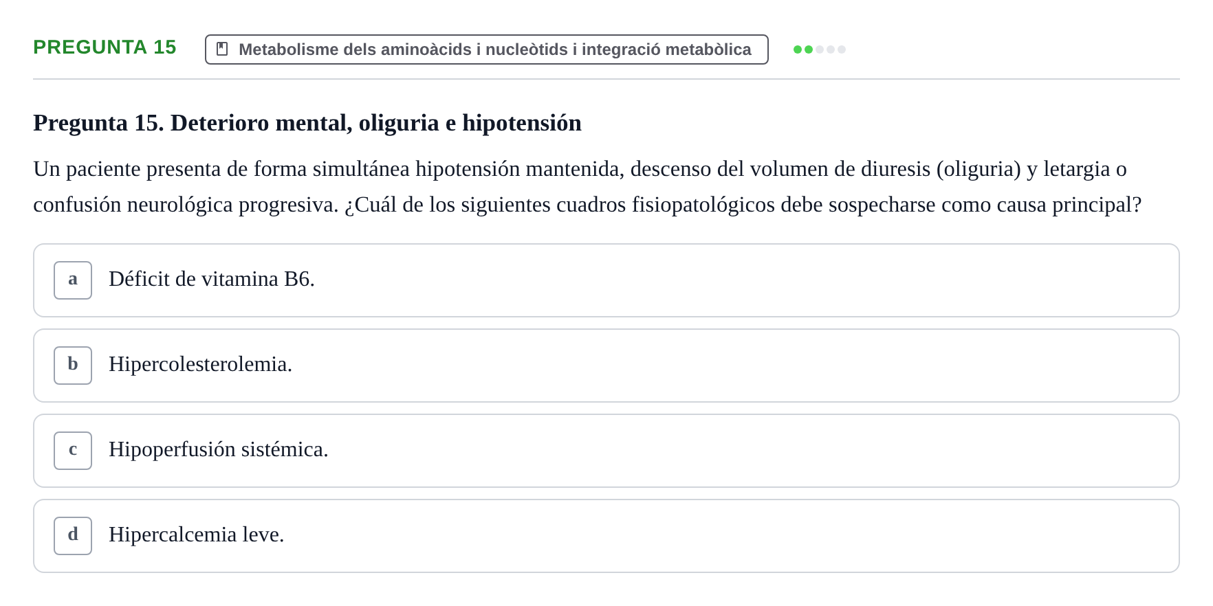 Enunciado: Pregunta 15