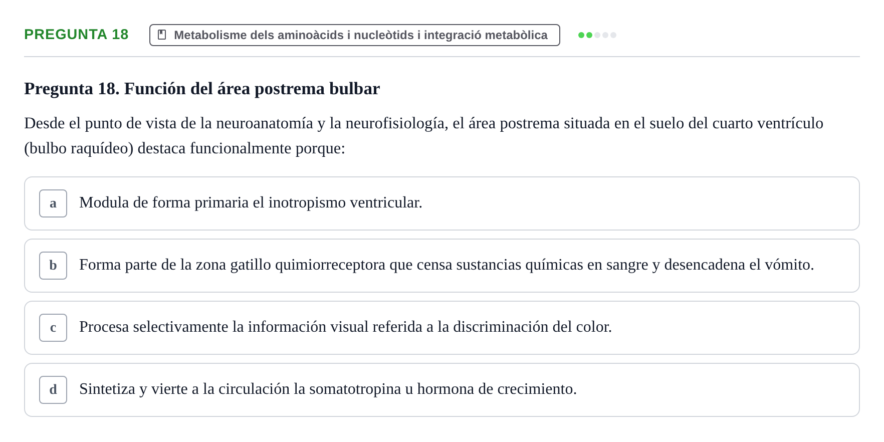 Enunciado: Pregunta 18