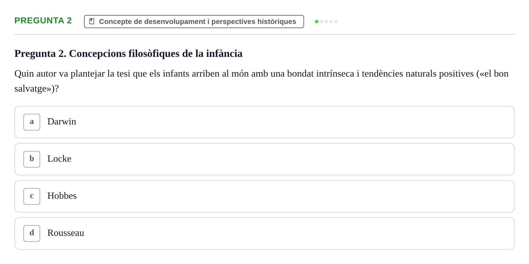 Enunciado: Pregunta 2 · Desenvolupament en la Infancia UB Exemples