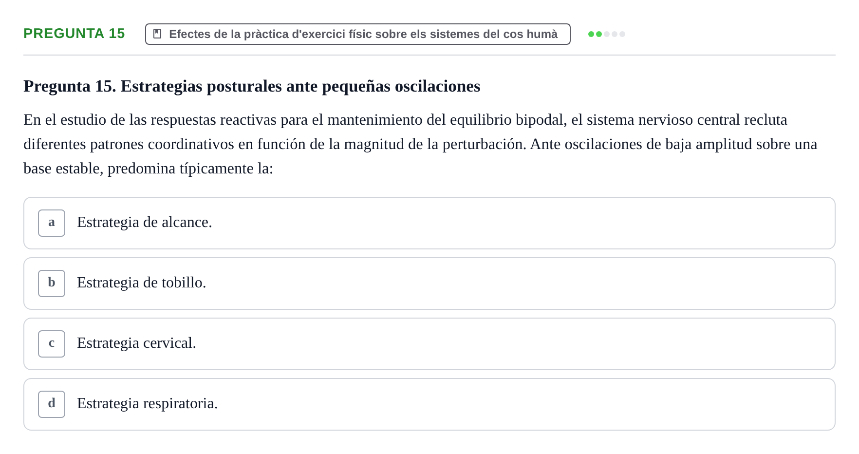 Enunciado: Pregunta 15