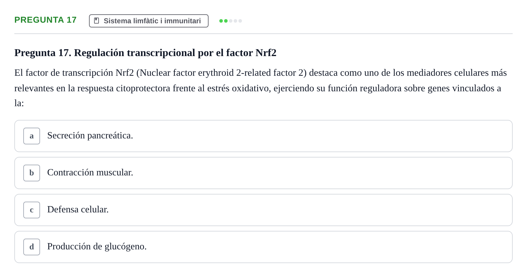 Enunciado: Pregunta 17