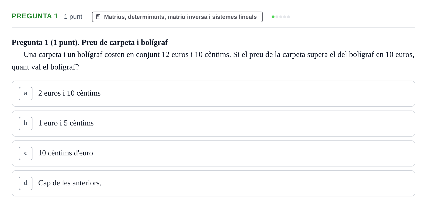 Enunciado: Pregunta 1 · Matemáticas UDG 2016