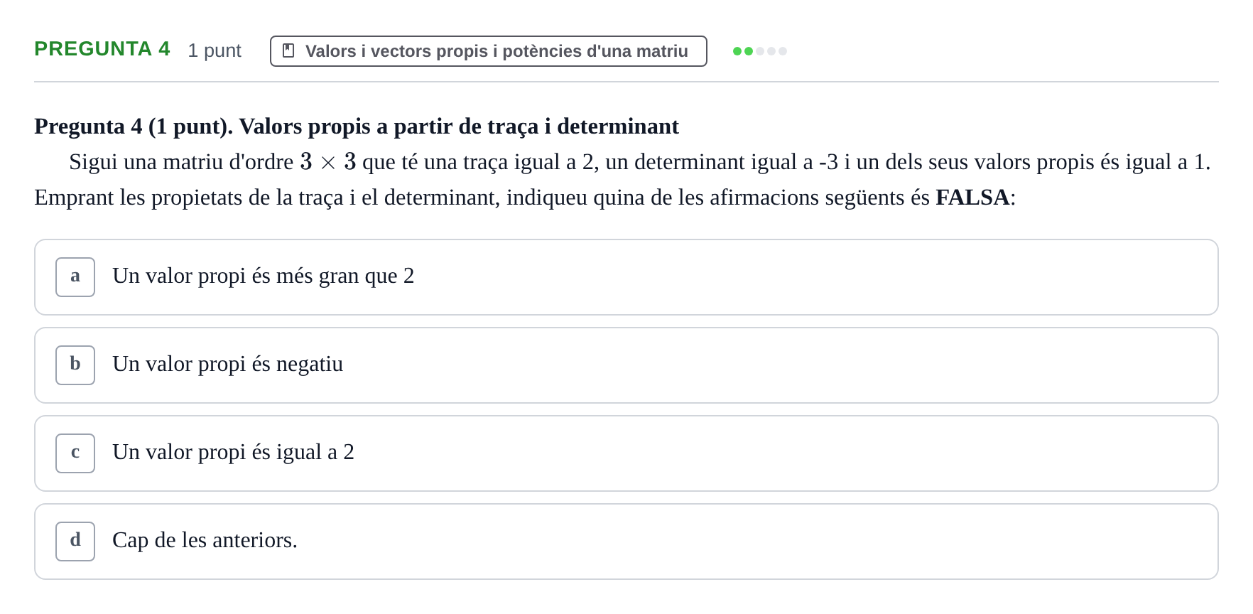 Enunciado: Pregunta 4 · Matemáticas UDG 2016
