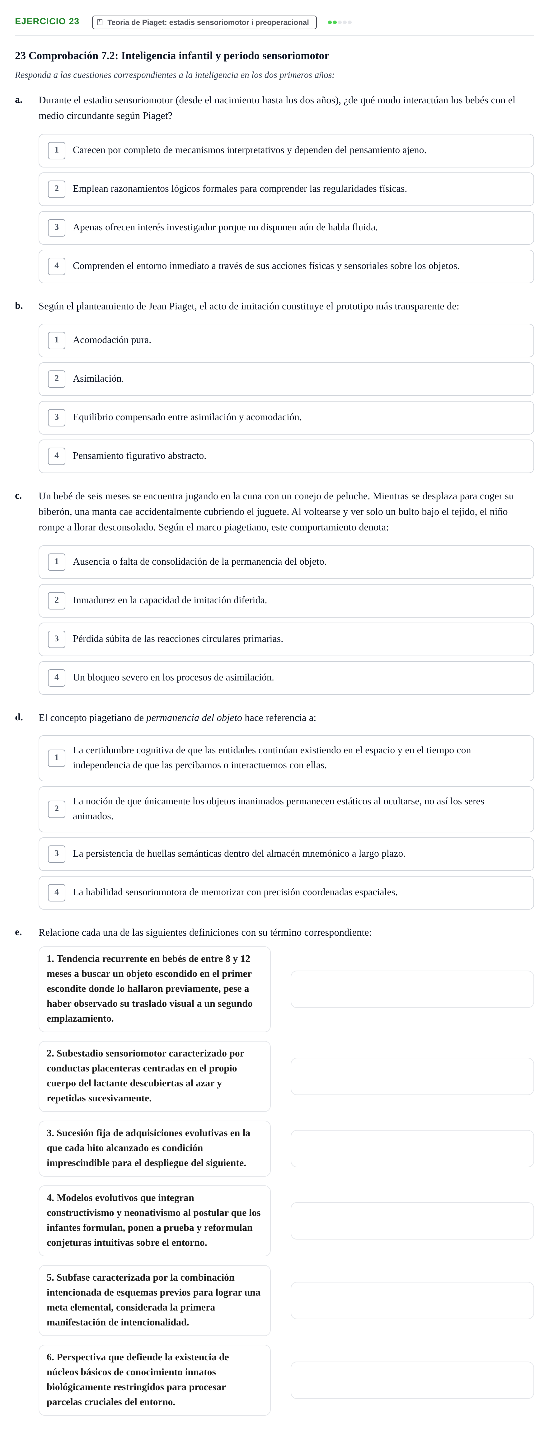 Enunciado: Problema 23 · Desenvolupament en la Infancia UB Batería de preguntas de examen por temas (Parte 1)