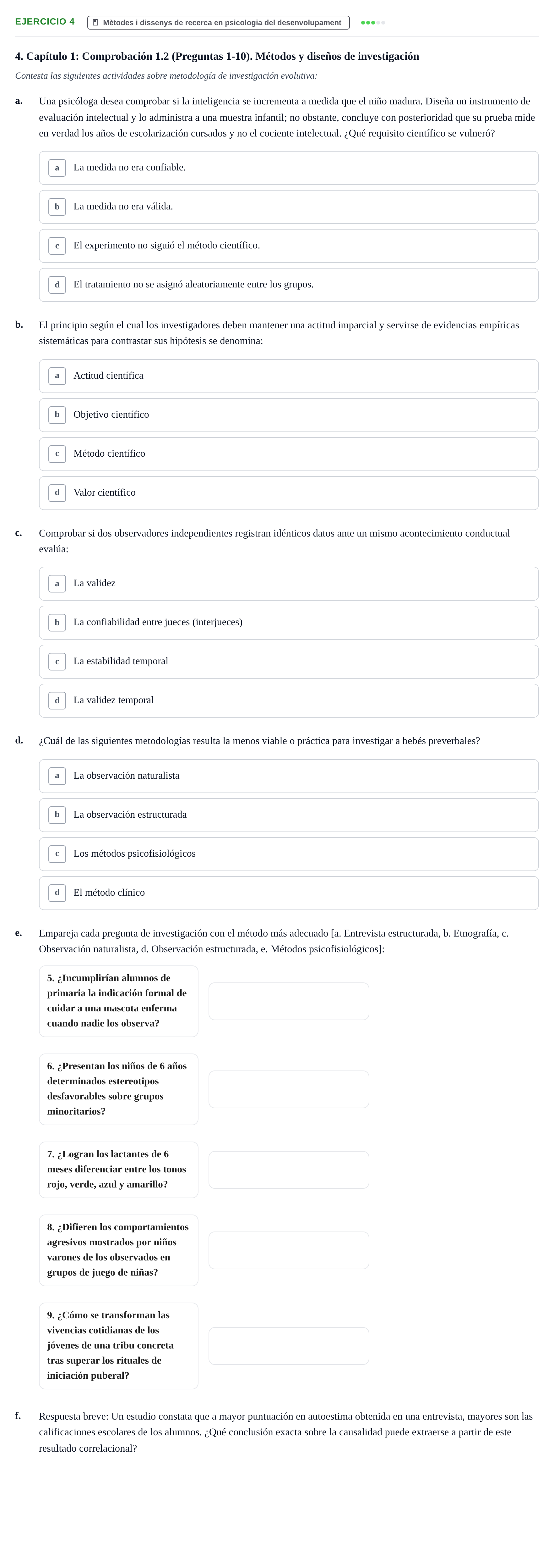Enunciado: Problema 4 · Desenvolupament en la Infancia UB Batería de preguntas de examen por temas (Parte 1)