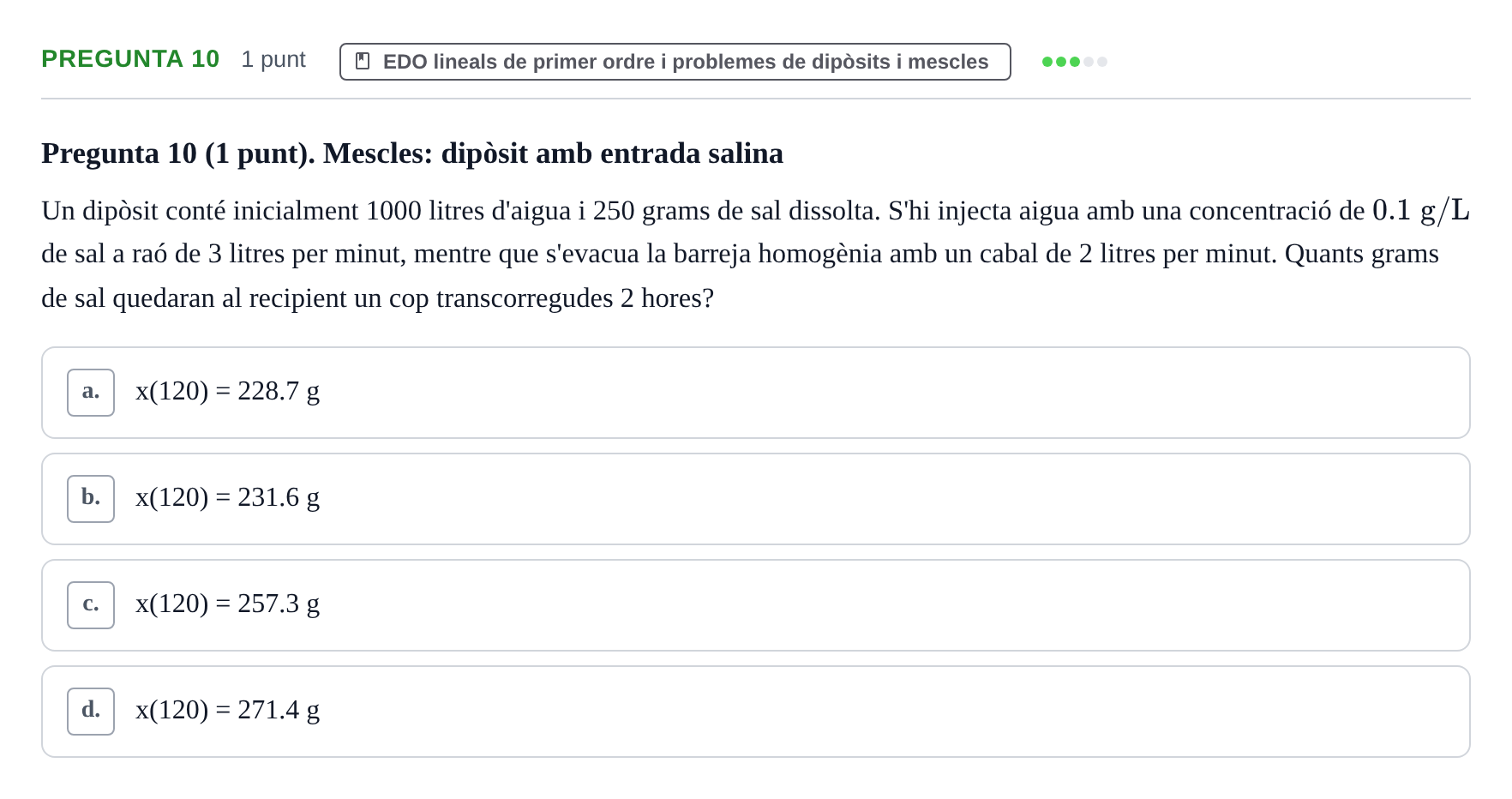 Enunciado: Pregunta 10 · Matemáticas UDG 2016
