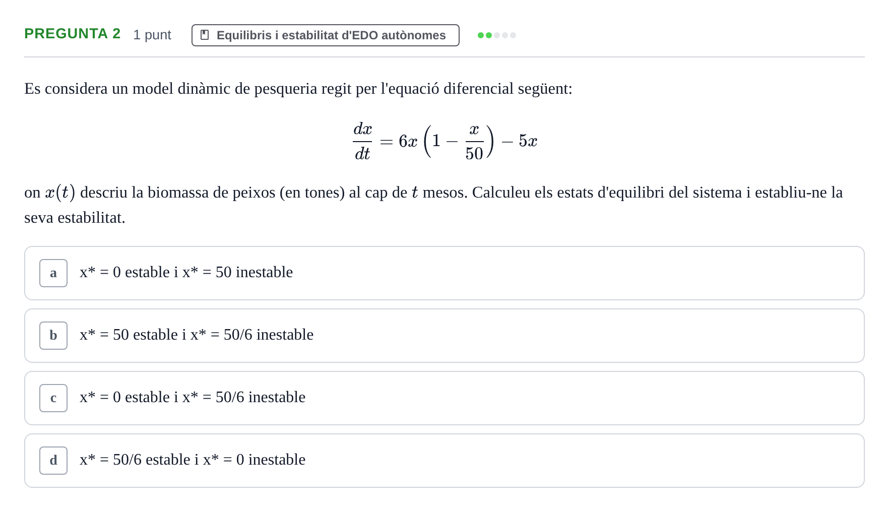 Enunciado: Pregunta 2 · Matemáticas UDG 2016