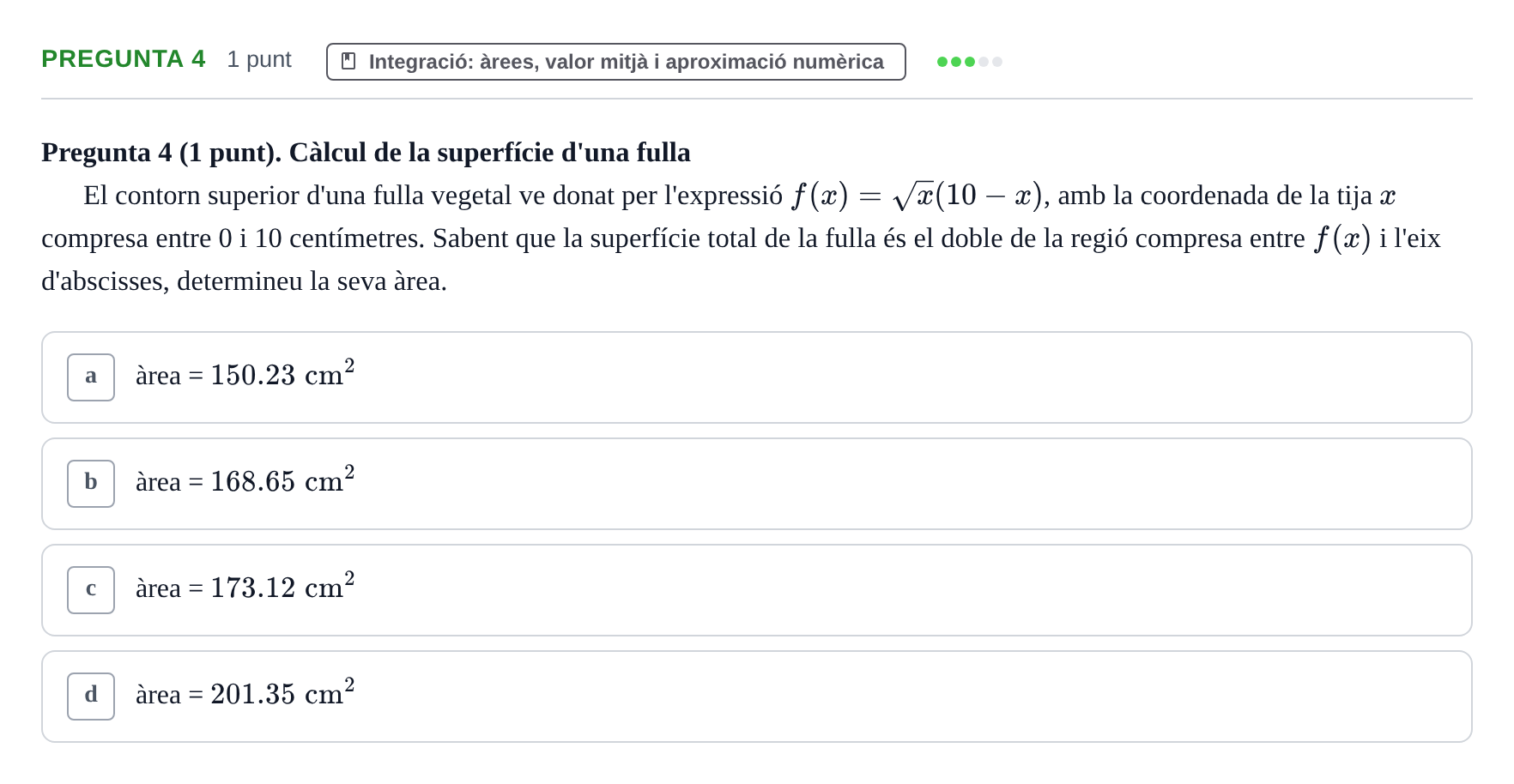 Enunciado: Pregunta 4 · Matemáticas UDG 2016