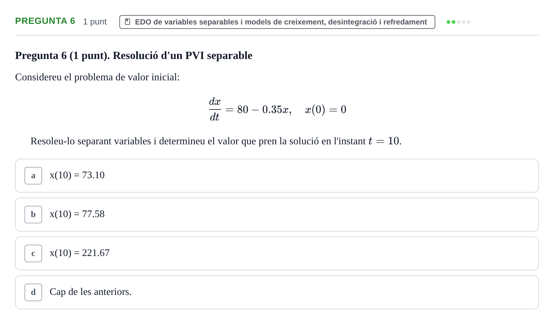 Enunciado: Pregunta 6 · Matemáticas UDG 2016