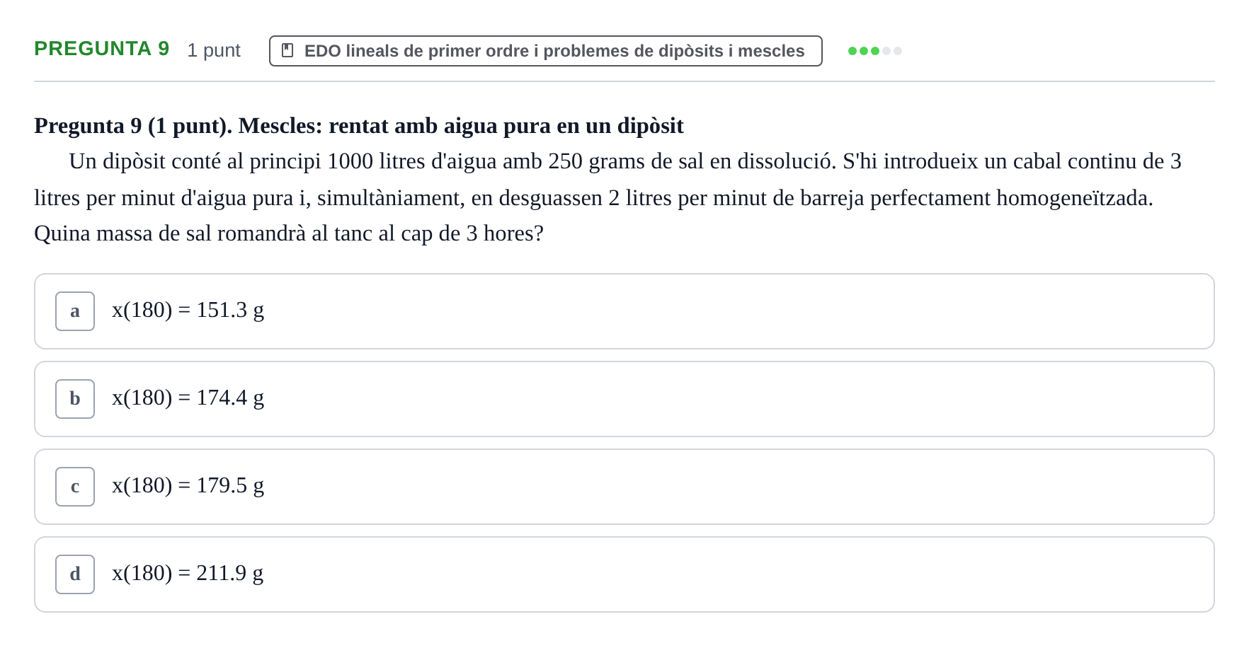 Enunciado: Pregunta 9 · Matemáticas UDG 2016