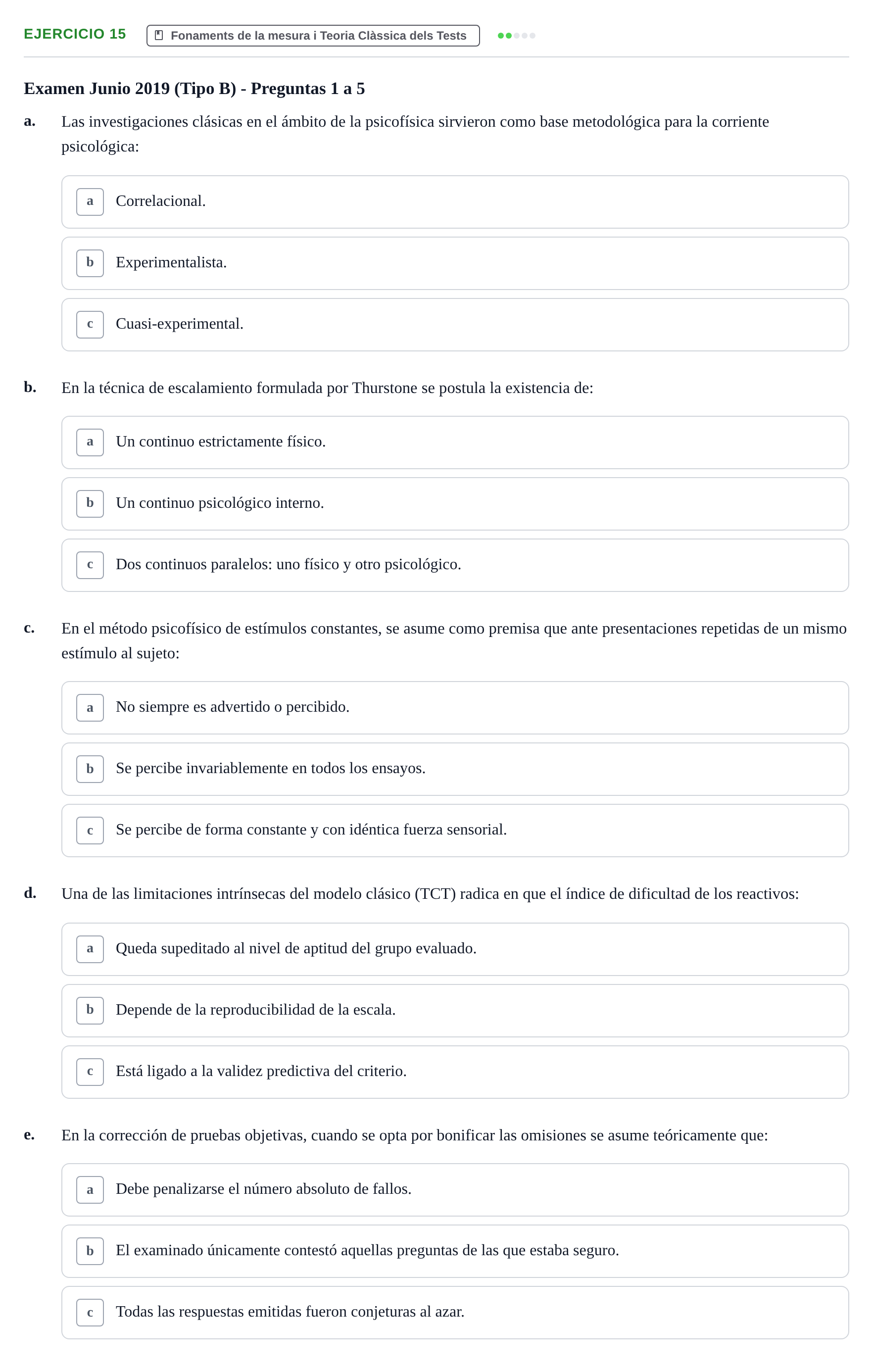 Enunciado: Problema 15 · Psicometría UB 2022