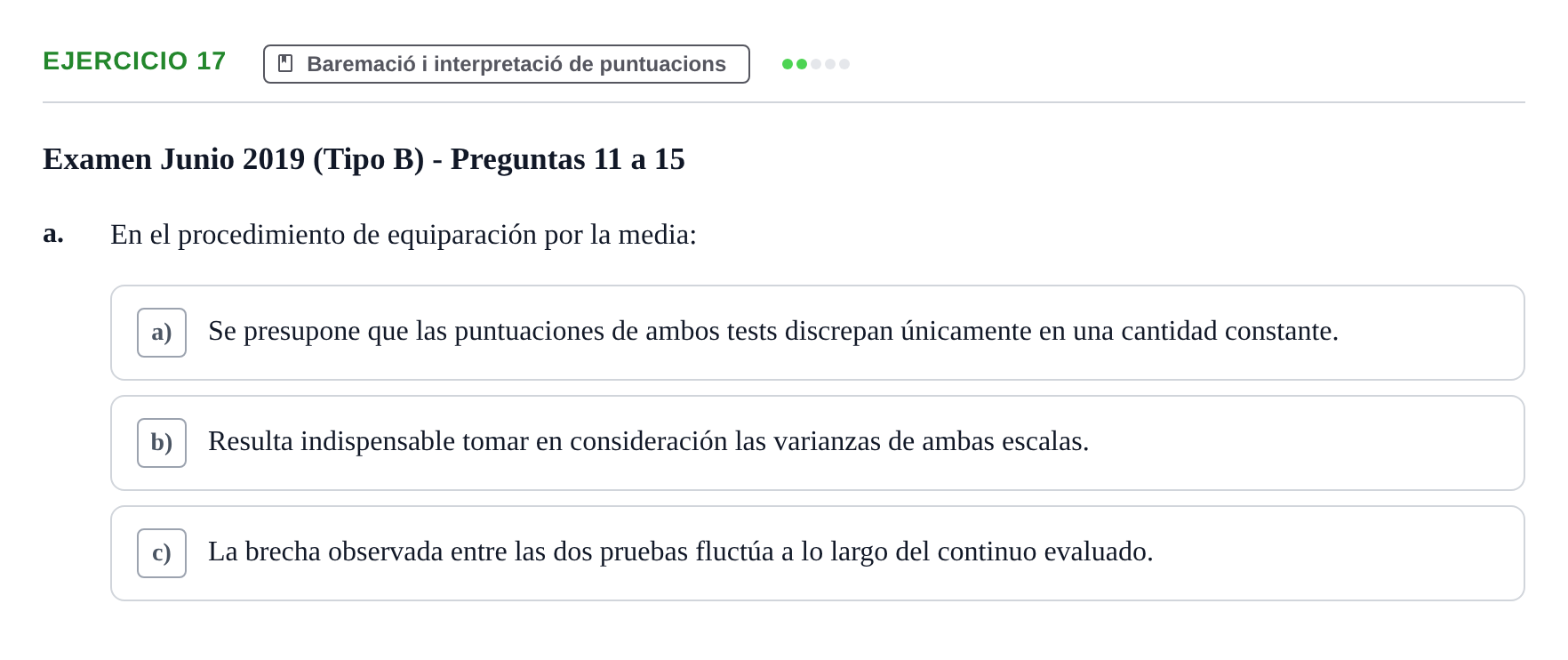 Enunciado: Ejercicio 17 - Baremació i interpretació de puntuacions · Psicometría UB 2022