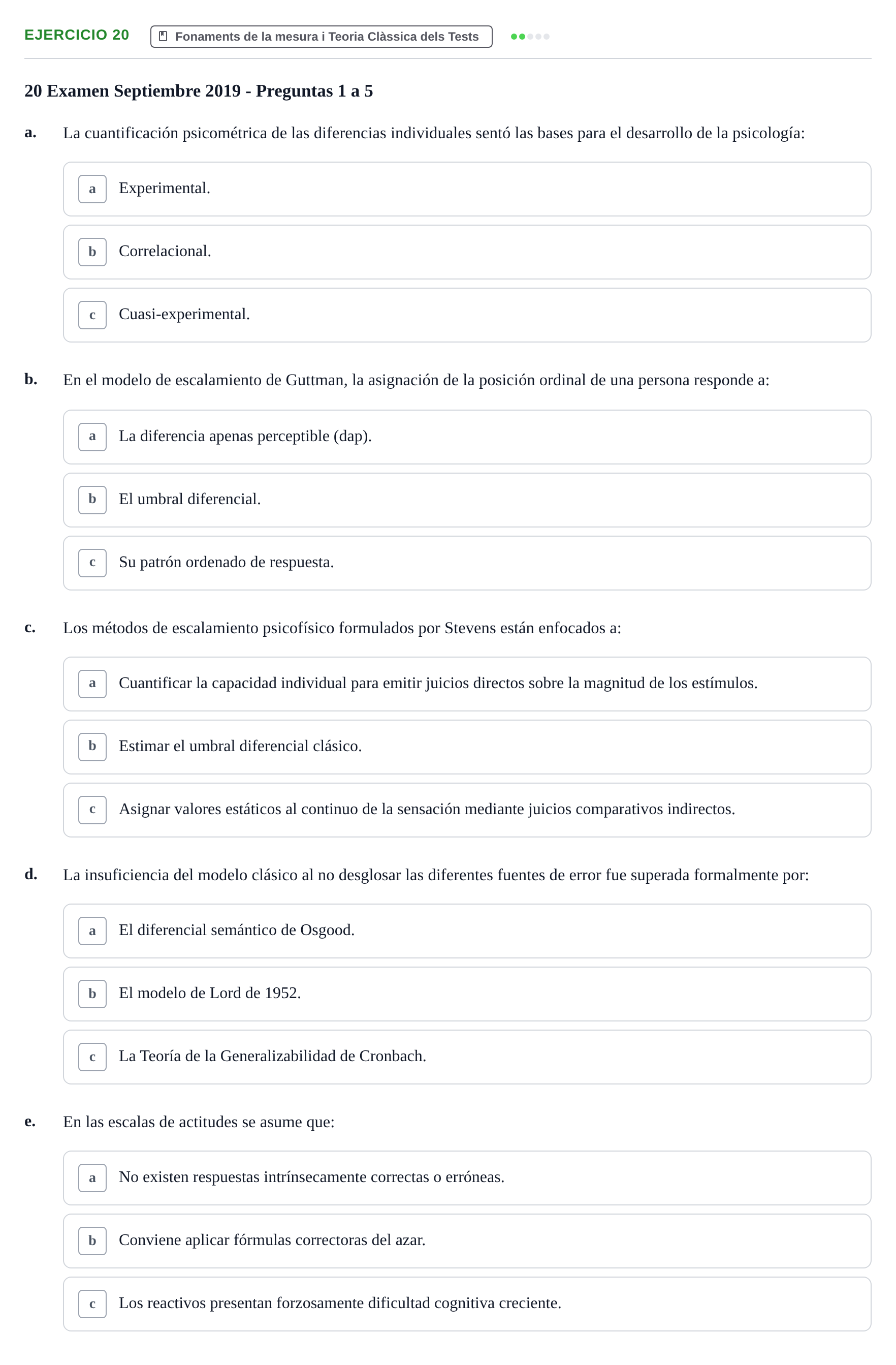 Enunciado: Problema 20 · Psicometría UB 2022
