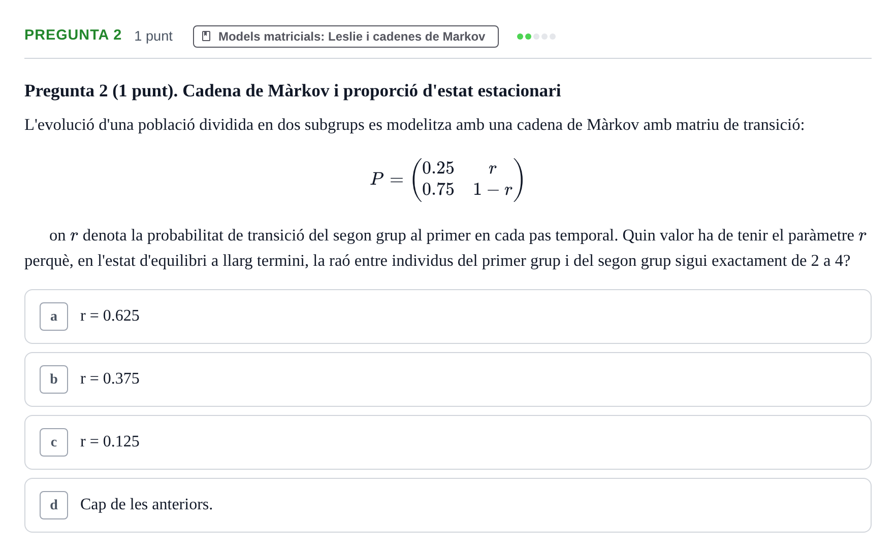 Enunciado: Pregunta 2 · Matemáticas UDG 2016