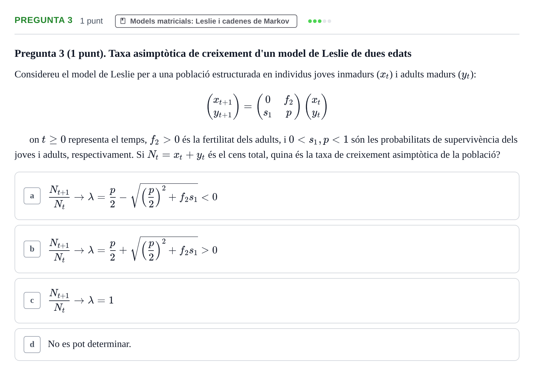 Enunciado: Pregunta 3 · Matemáticas UDG 2016
