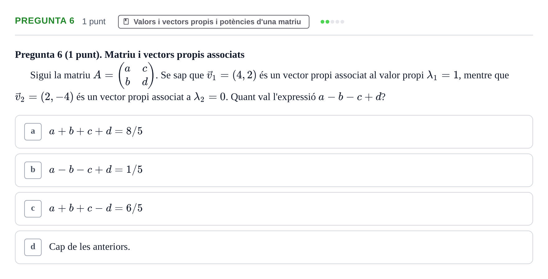 Enunciado: Pregunta 6 · Matemáticas UDG 2016